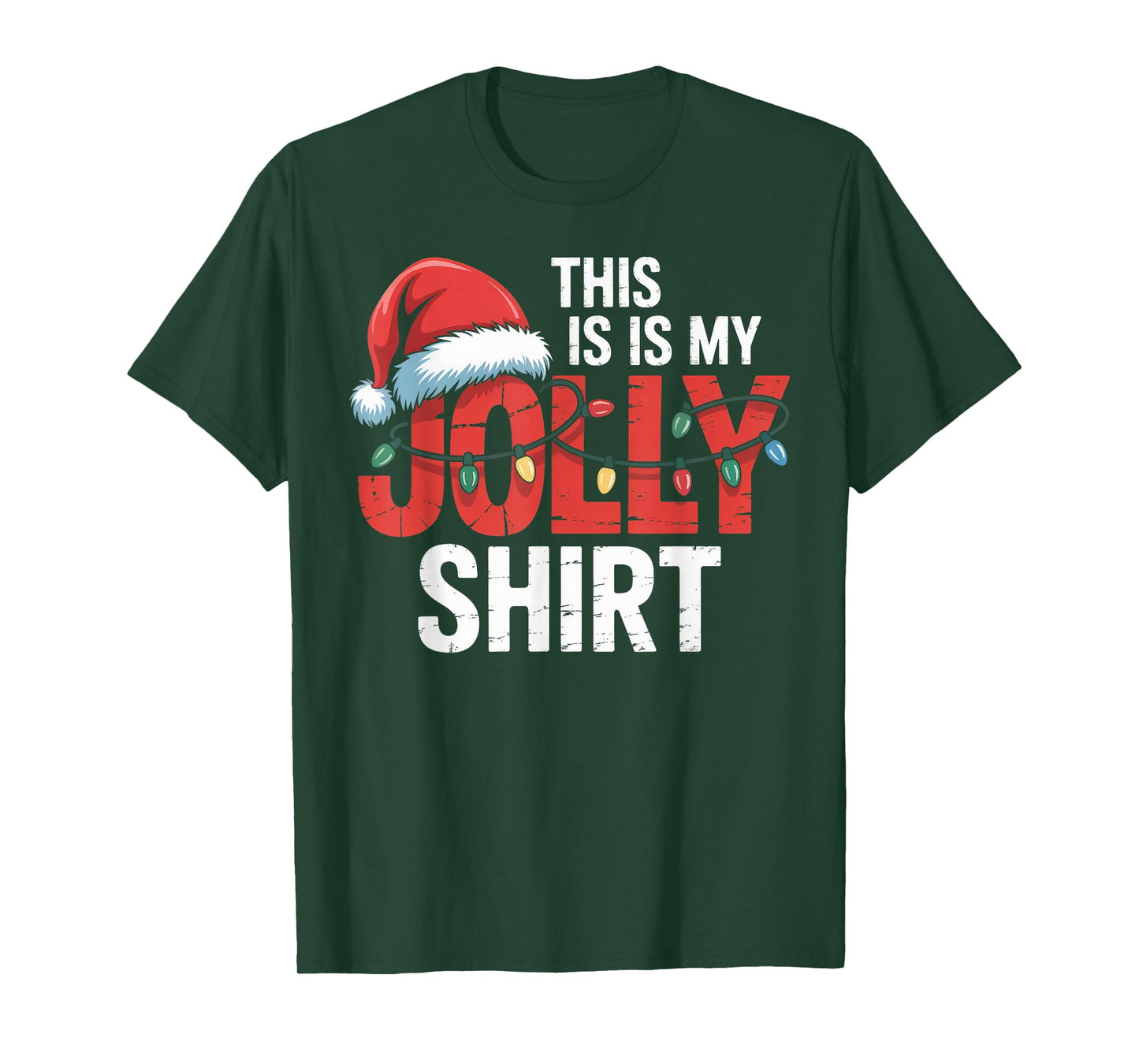 This is My Jolly Shirt Christmas Lights Santa Hat T-Shirt