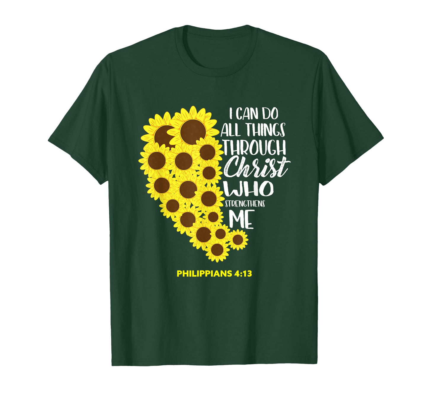 All Things Christ Sunflower Heart Bible Verses Gift Women T-Shirt