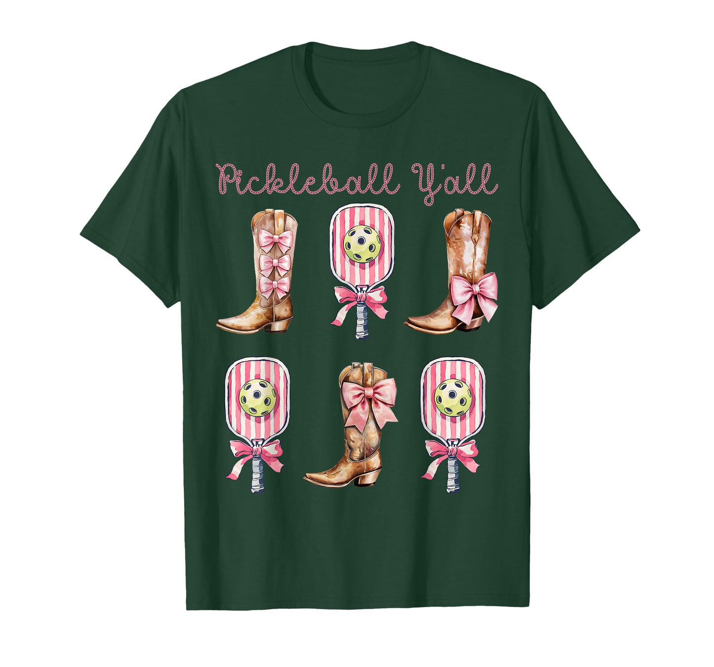 Pickleball Y'all Western Boots and Paddle Funny Pickleball T-Shirt