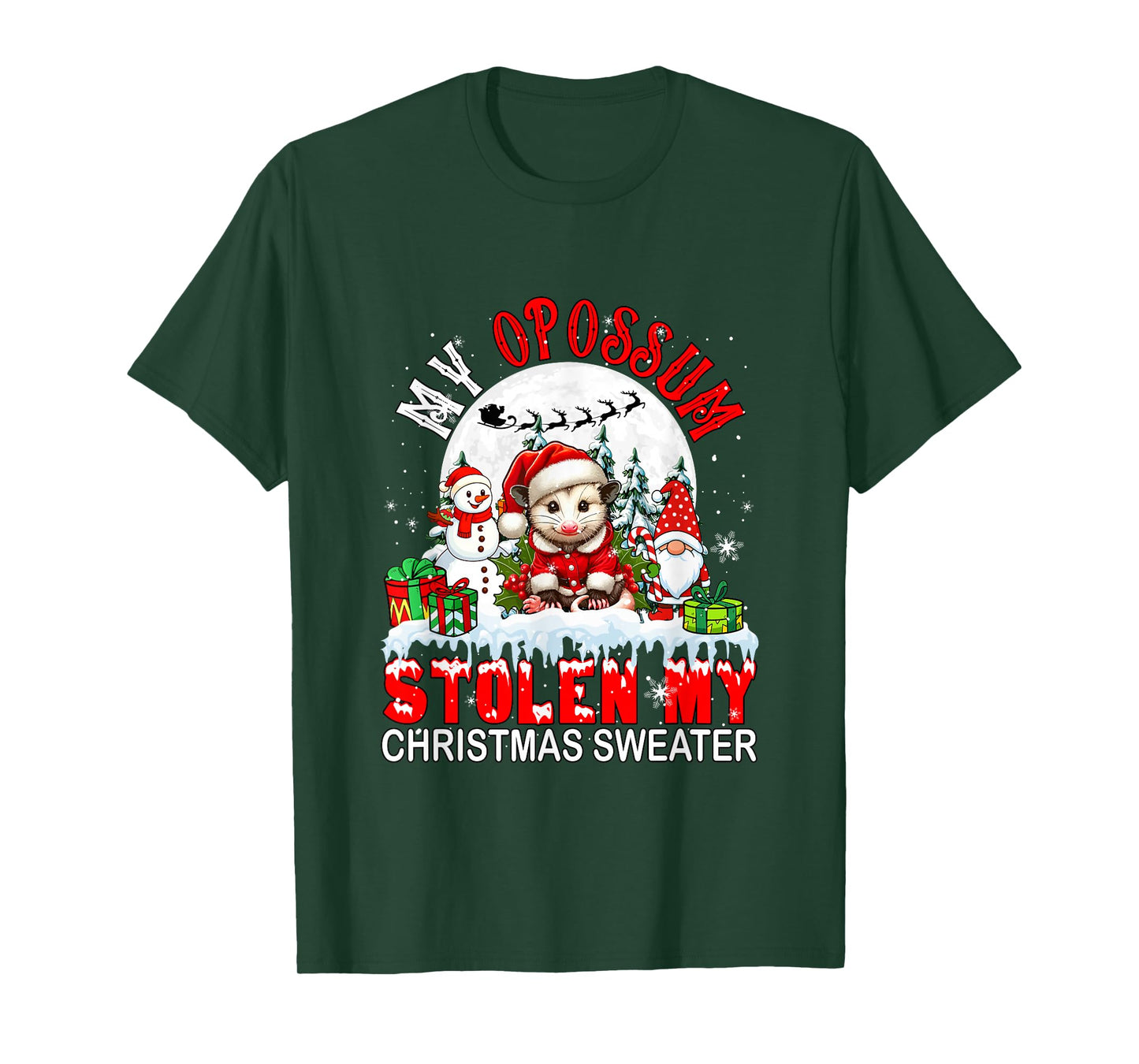 My Opossum Stolen My Christmas Sweater Santa Dog Owner T-Shirt