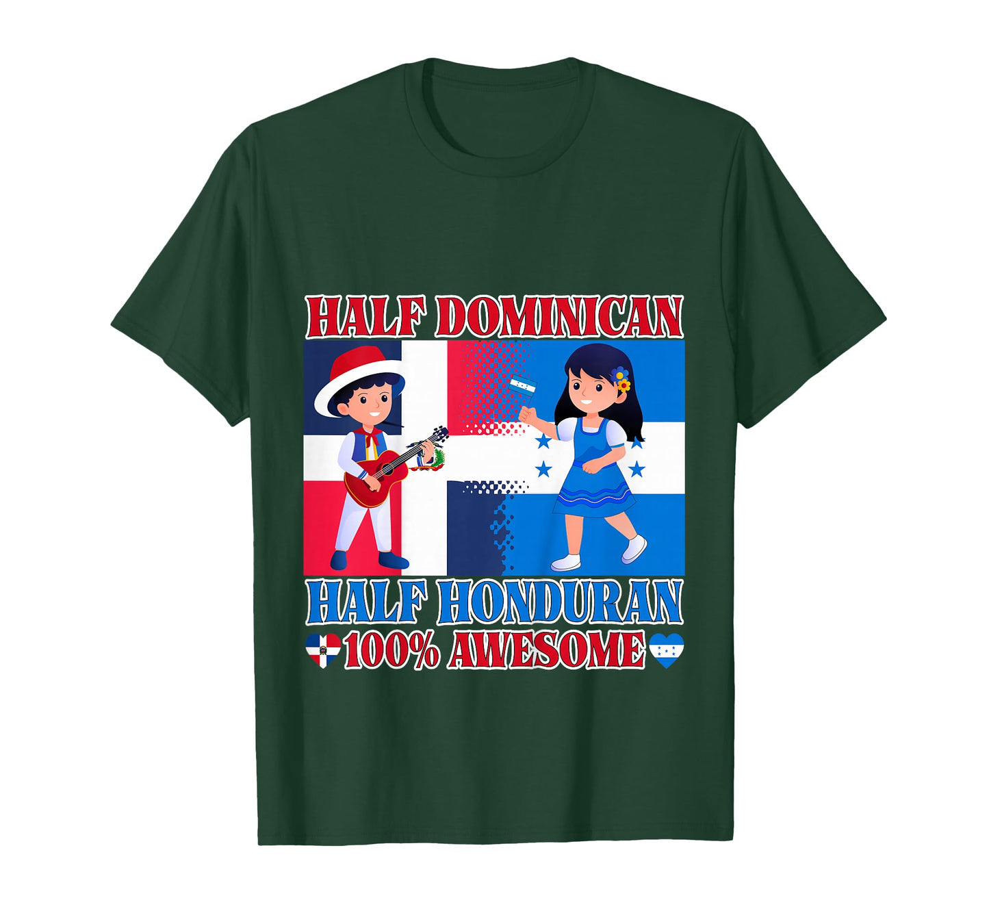 Half Honduran Half Dominican Republic Flag Toddler Girl Boy T-Shirt