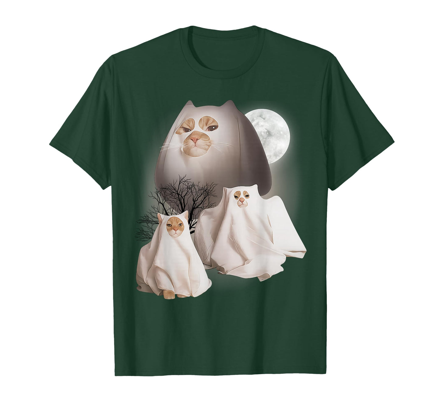 Ghost Cat Meme Funny Halloween Men Women Kids T-Shirt