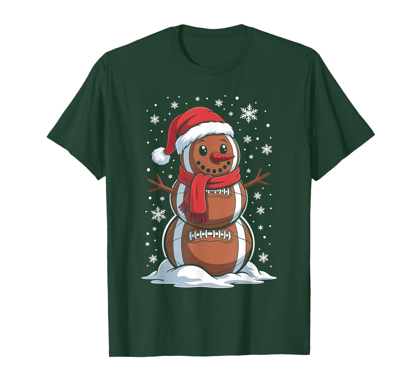 Merry Christmas Football Snowman Holiday Sports Xmas Pajamas T-Shirt