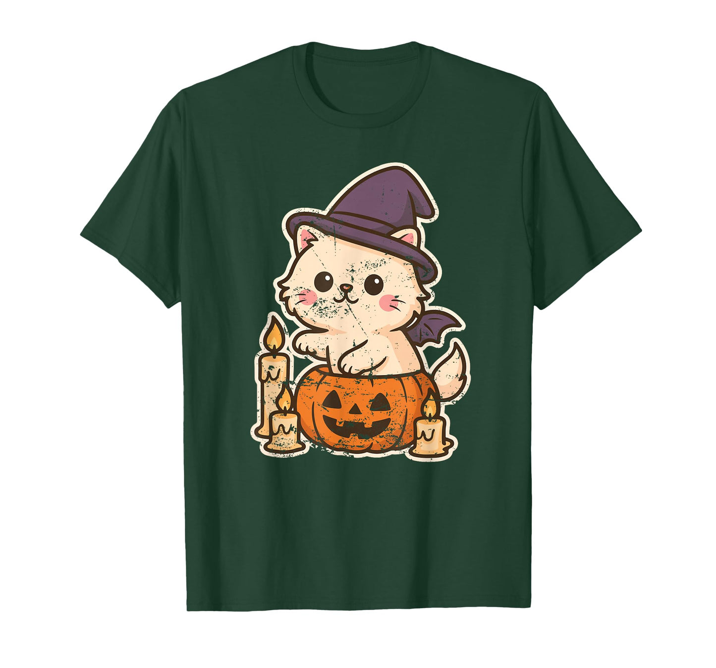 Witch Cat on Pumpkin with Candles T-Shirt