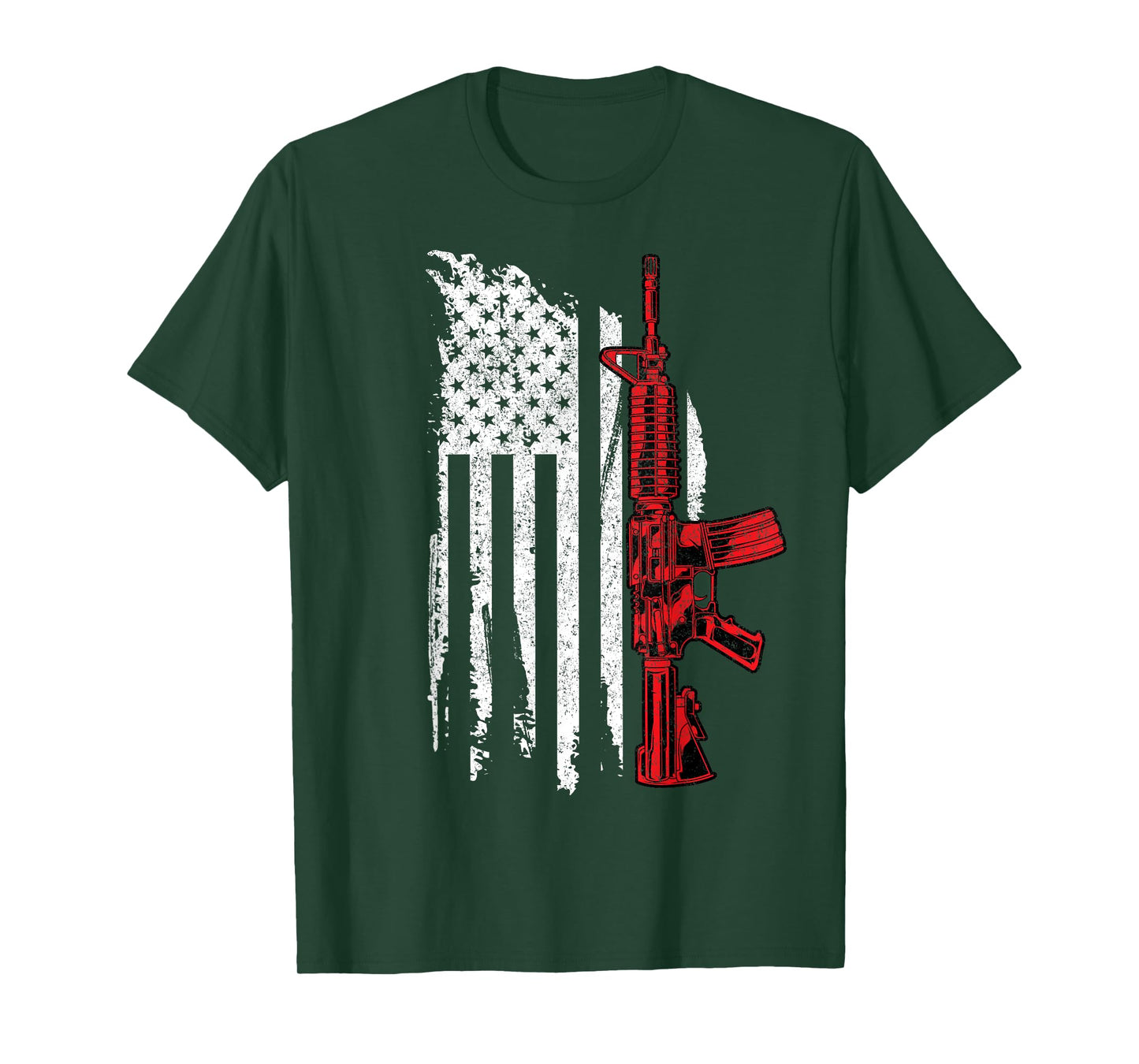 AR-15 Assault Rifle USA Flag Gun T Thin Red Line T-Shirt for Women Men