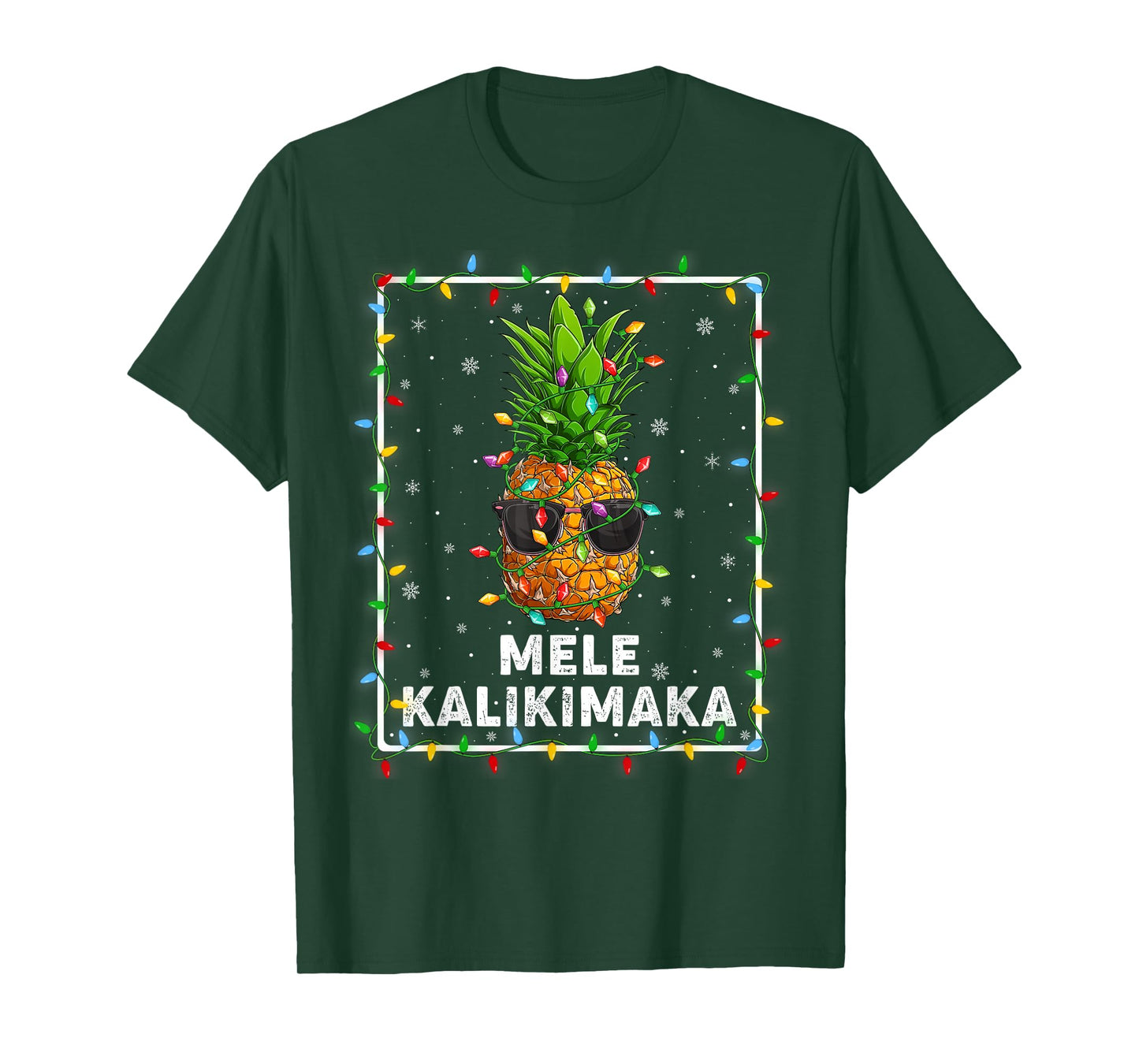 Mele Kalikimaka Pineapple Xmas Lights Hawaiian Christmas T-Shirt