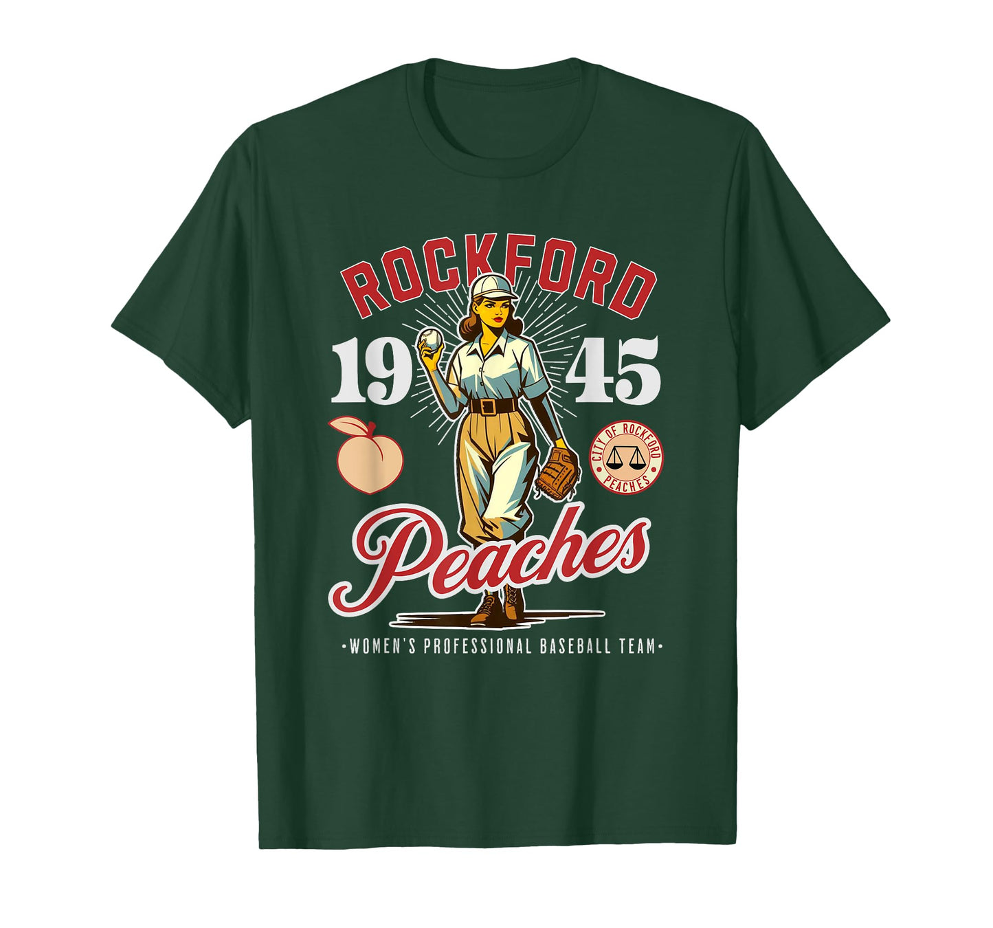 Rockford Peaches Women's Baseball Team 1945 Vintage T-Shirt