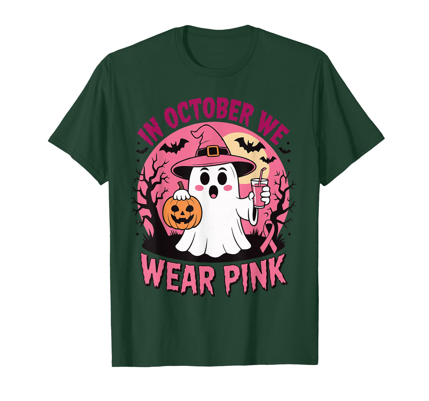 Breast Cancer in October We Wear Pink Ghost for Women T-Shirt