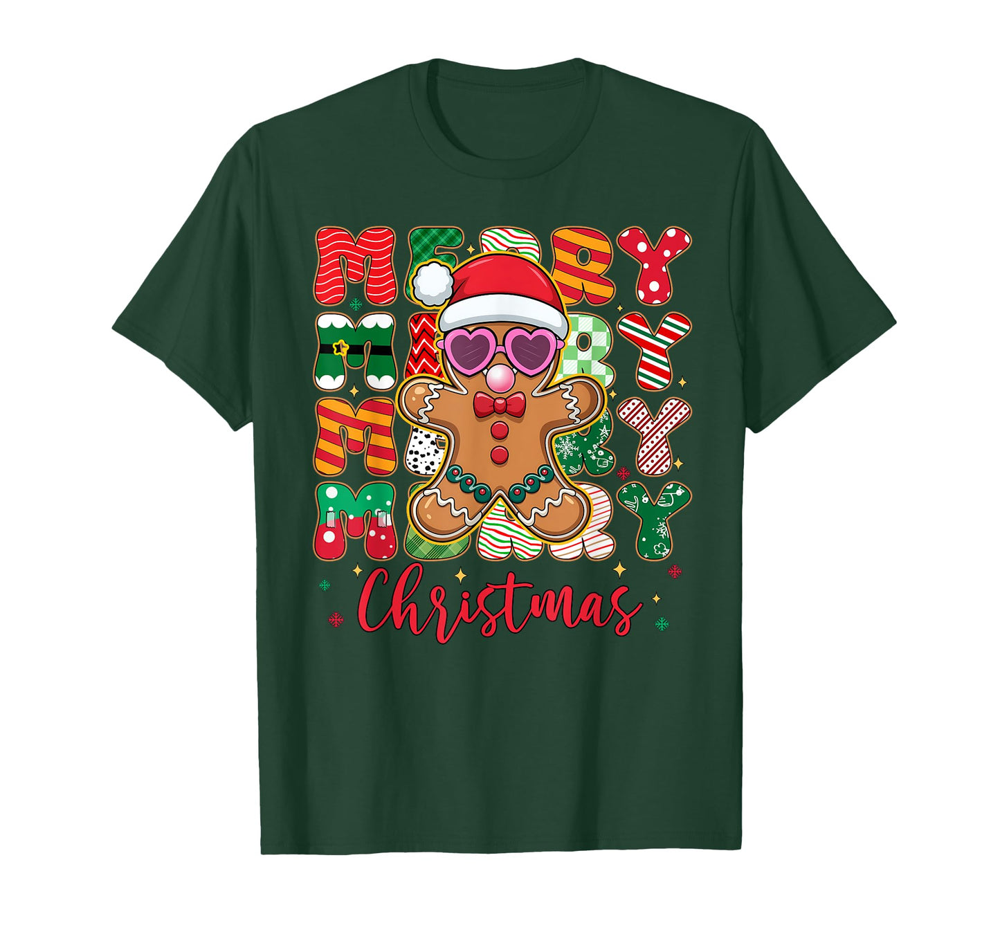 Gingerbread Blowing Bubble Gum Pink Sunglasses Christmas Kid T-Shirt