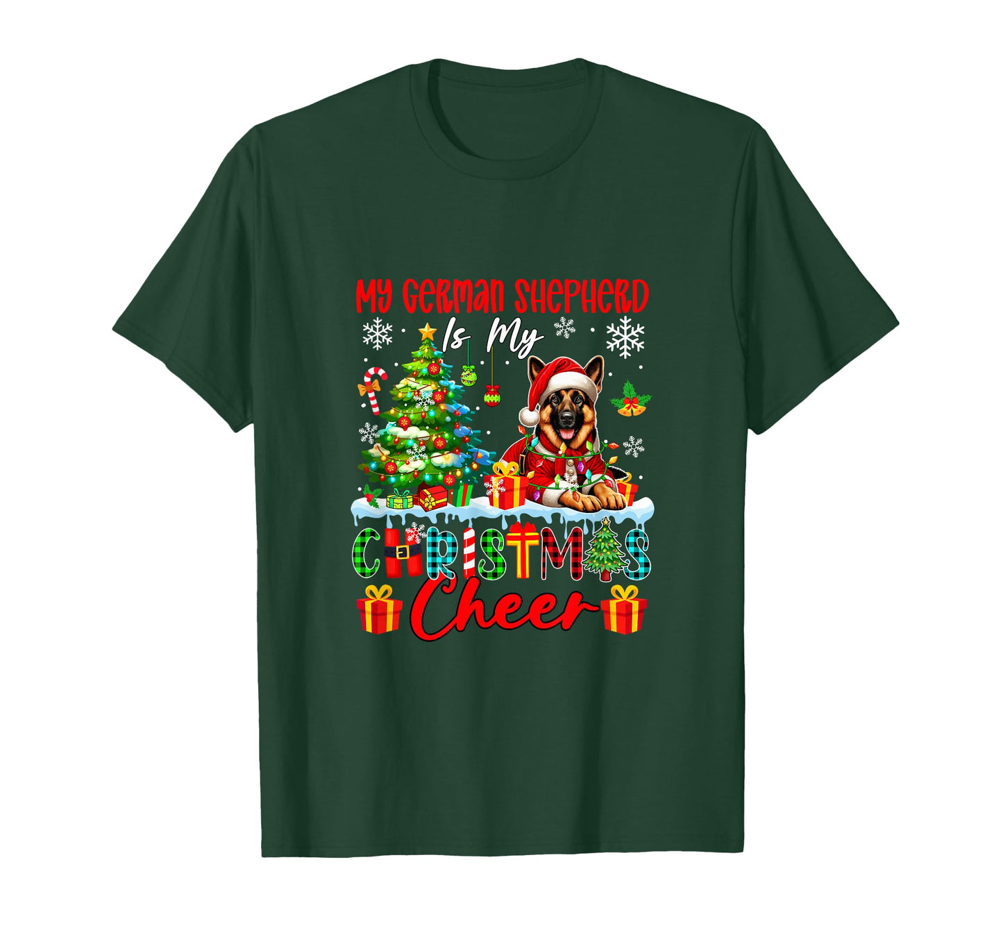 My German Shepherd is My Xmas Cheer Funny Santa Dog Owner T-Shirt