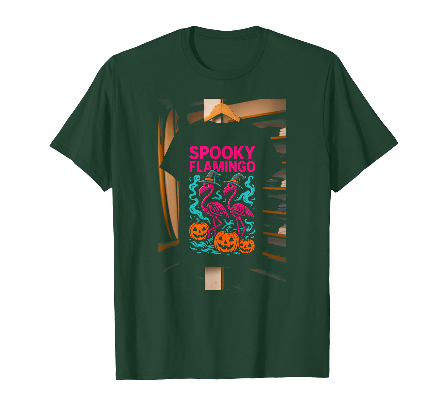 Spooky Flamingo Cool Women's Tropical Halloween T-Shirt
