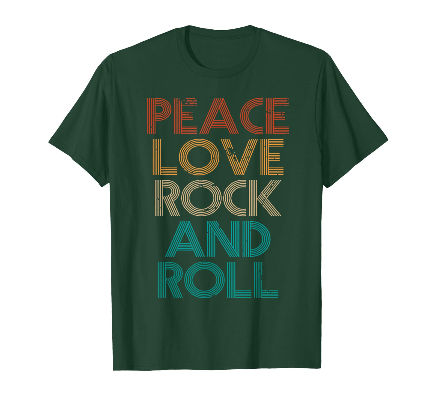 Peace Love Rock N Roll Tee Vintage Band Rock Concert Lovers T-Shirt