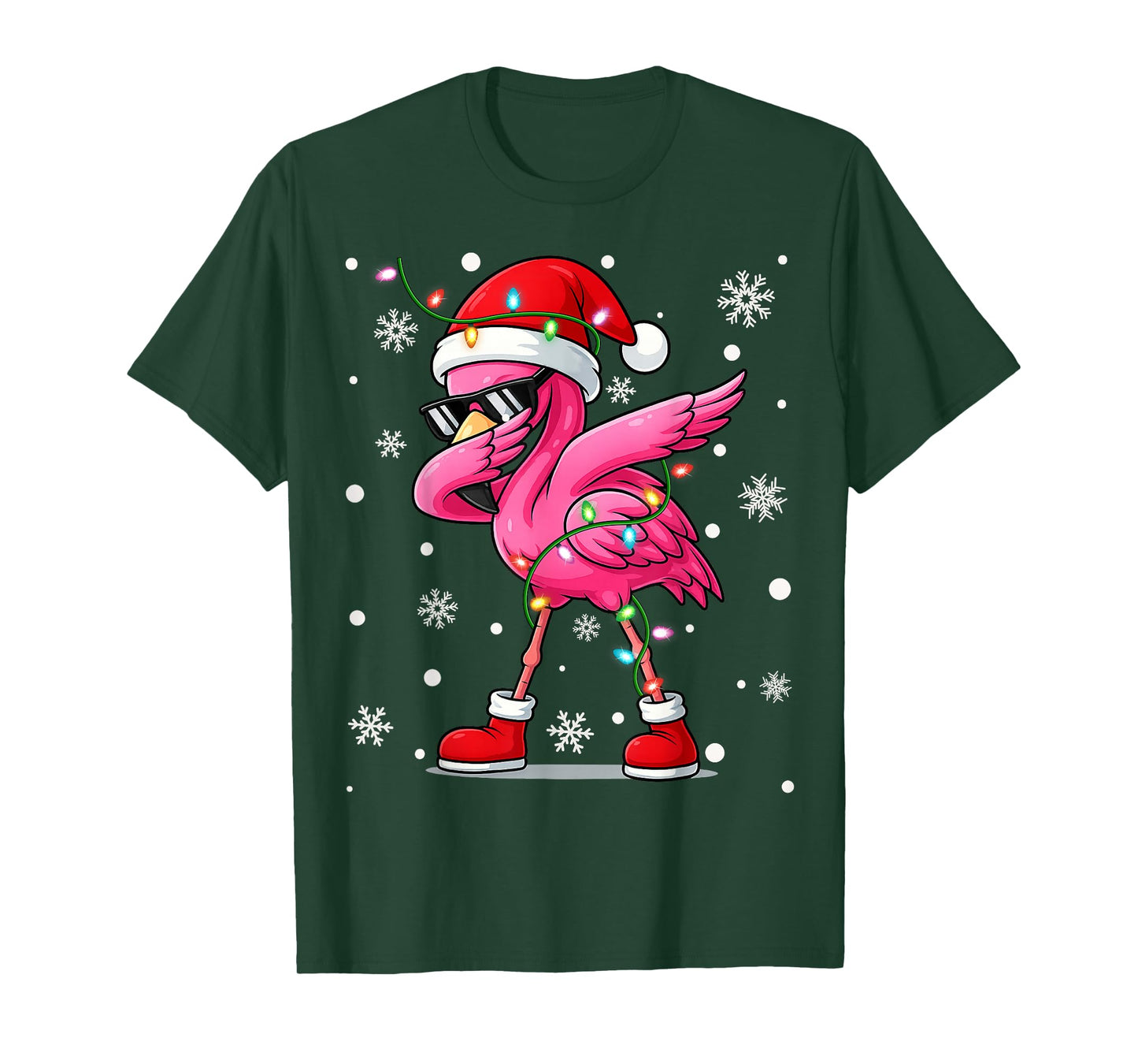 Flamingo Dabbing Christmas Squad Tee Santa Claus Xmas Gifts T-Shirt