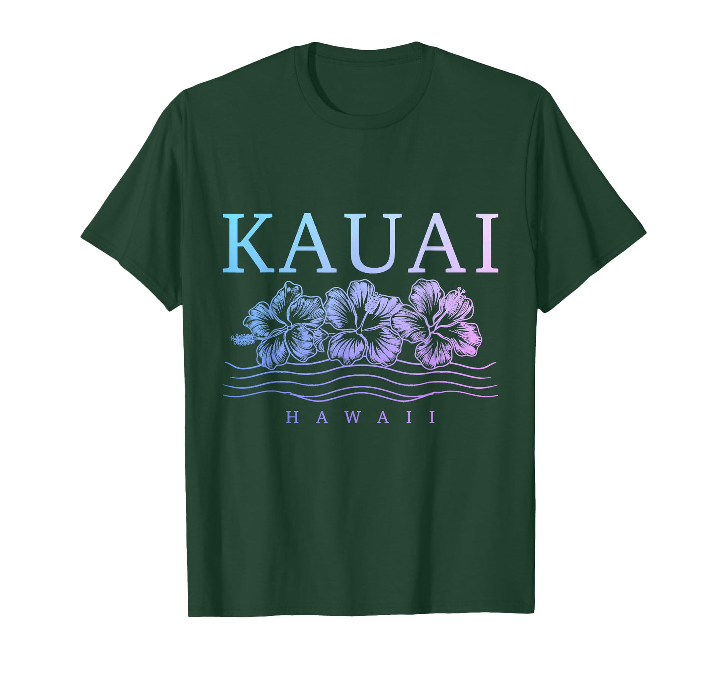 Kauai Hawaii Hawaii Hawaii Hibiscus Flowers Surfer Souvenir T-Shirt