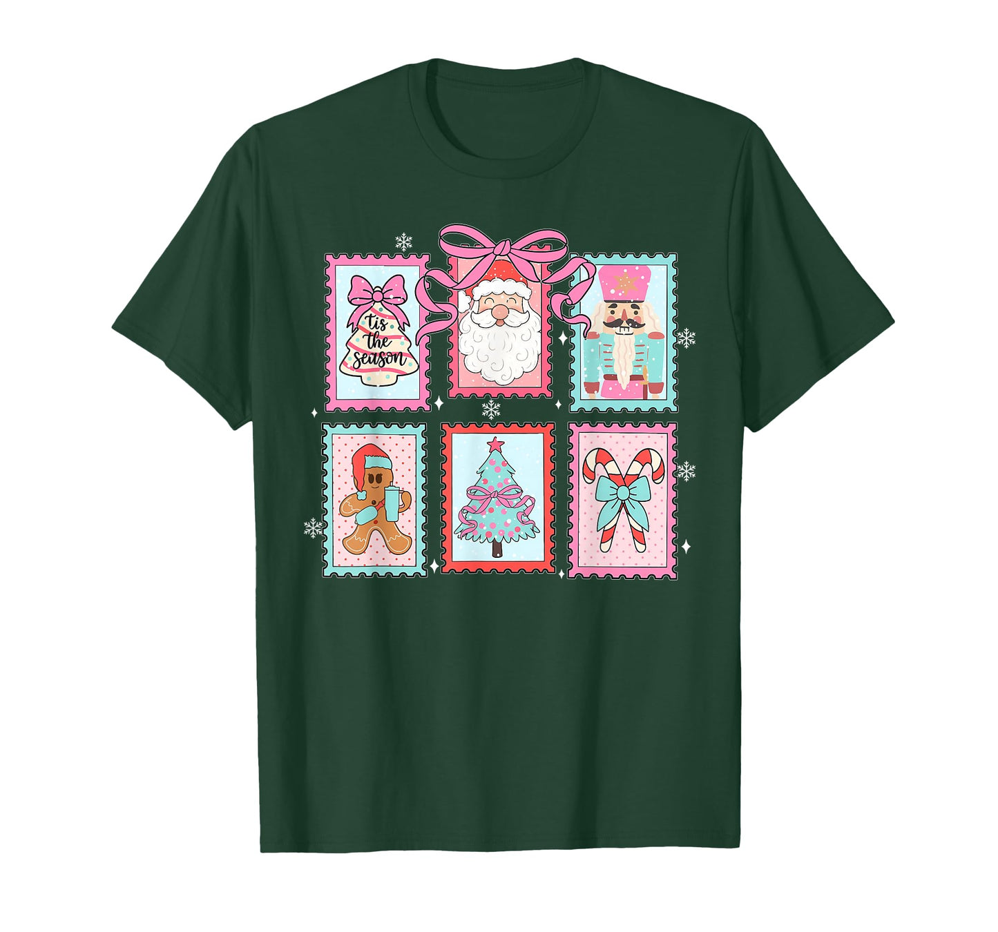 Coquette Bow Merry Christmas Preppy Xmas Pajamas Women Kids T-Shirt