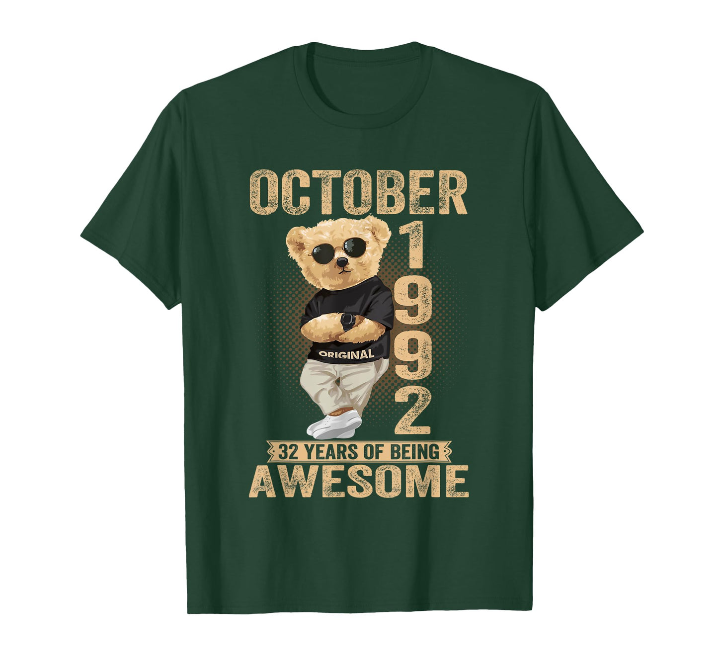 October 32th Birthday Men Women 1992 Awesome Teddy Bear T-Shirt
