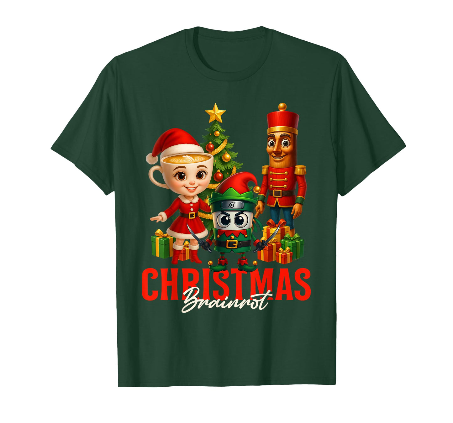Christmas Squad Brairnrot Santa Claus Costume Elf Nutcracker T-Shirt
