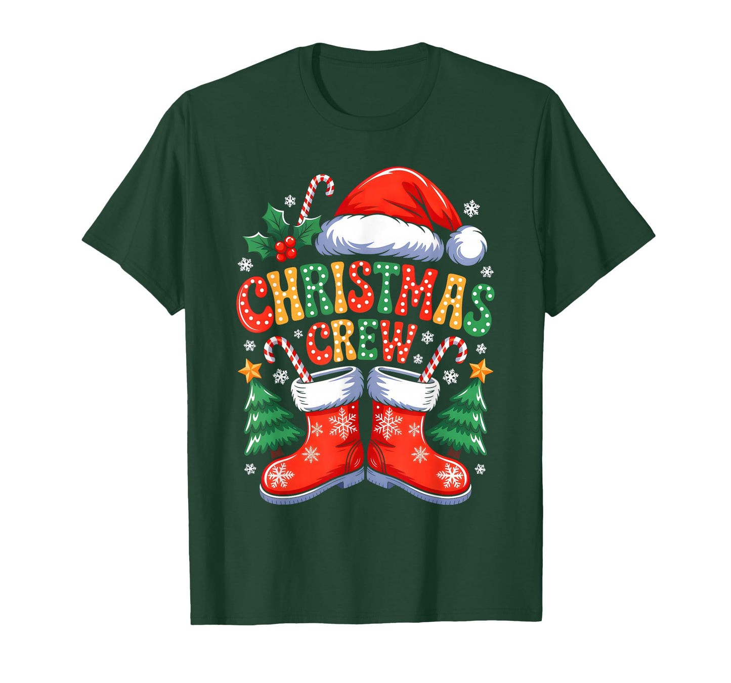 Funny Christmas Crew Xmas Squad Santa Family Pajamas Groovy T-Shirt