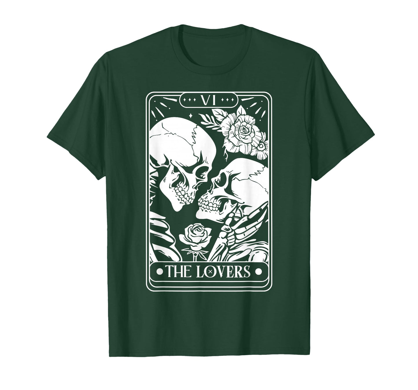 Tarot Card The Lovers Vintage Skeleton Goth Halloween Witch T-Shirt