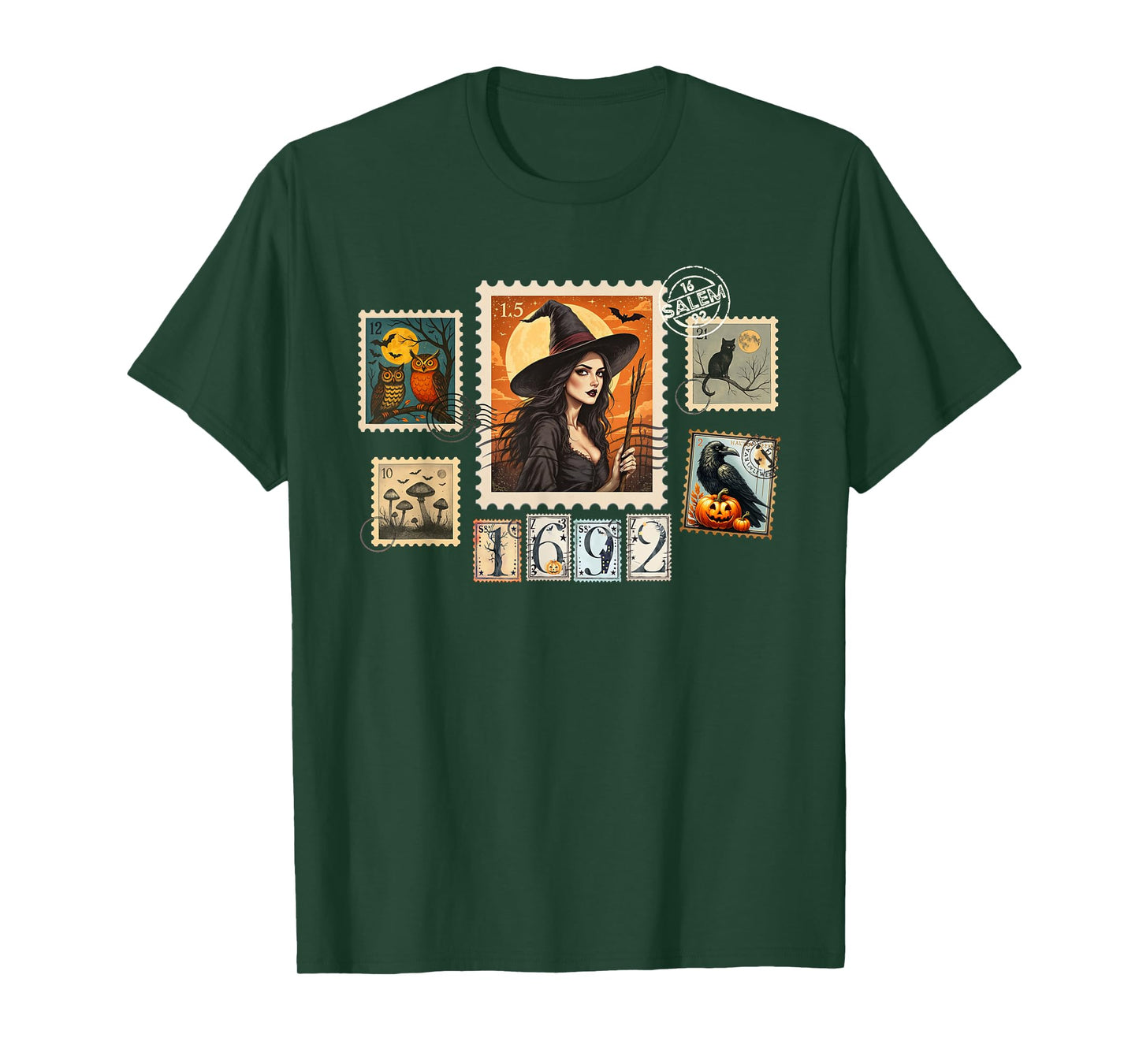 Witch Salem They Missed One 1692 Halloween Postage Stamps T-Shirt