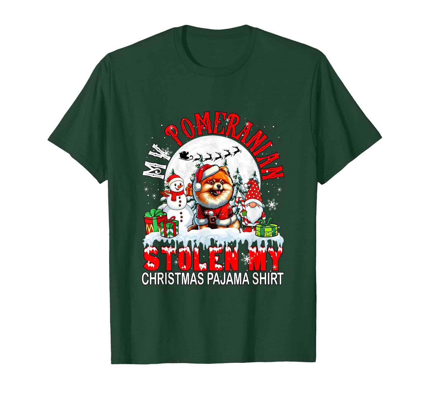 My Pomeranian Stolen My Christmas Pajama Shirt Santa Dog T-Shirt