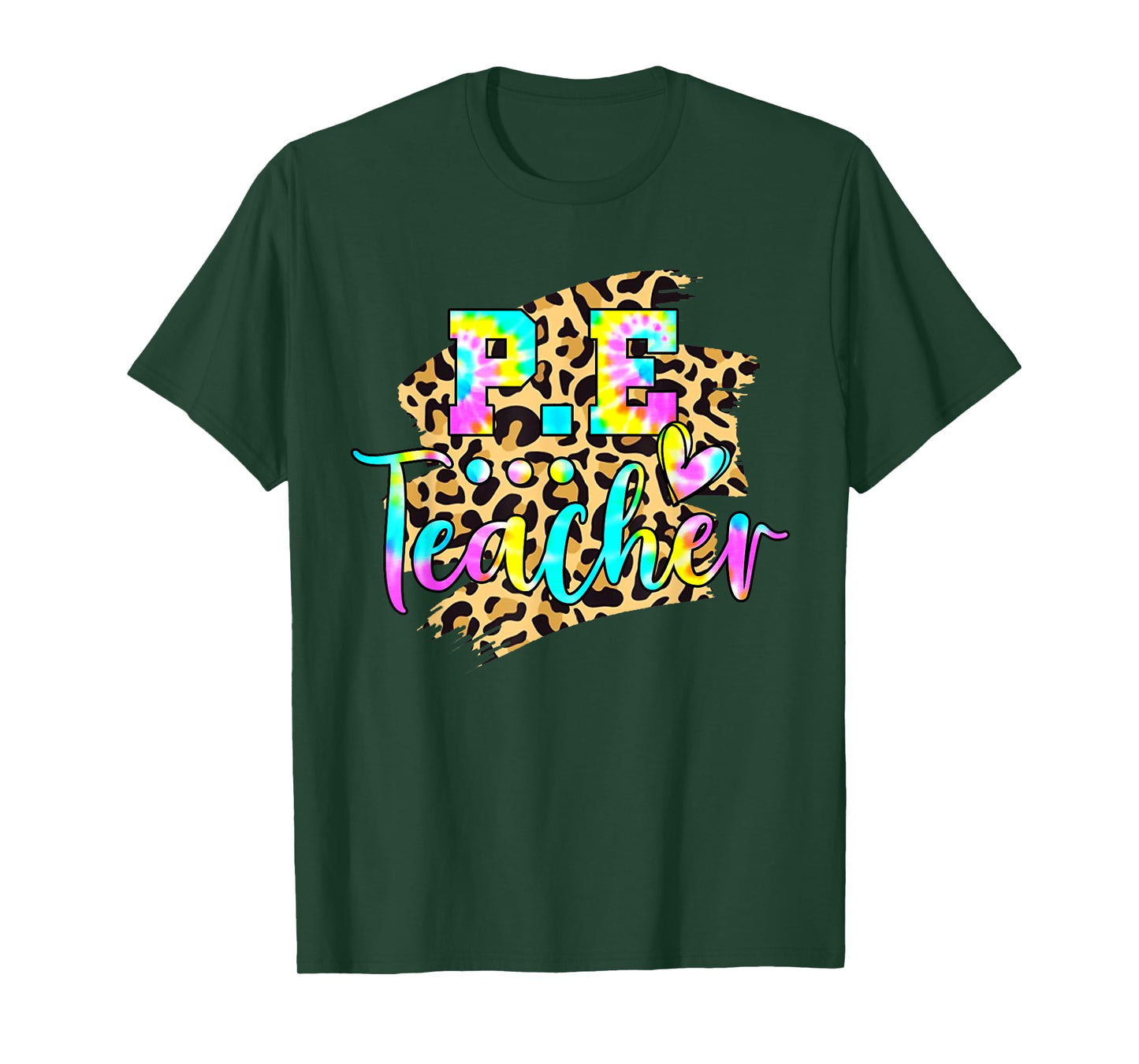 Tie Dye PE Teacher Physical Education Leopard Back To School T-Shirt for Men Women