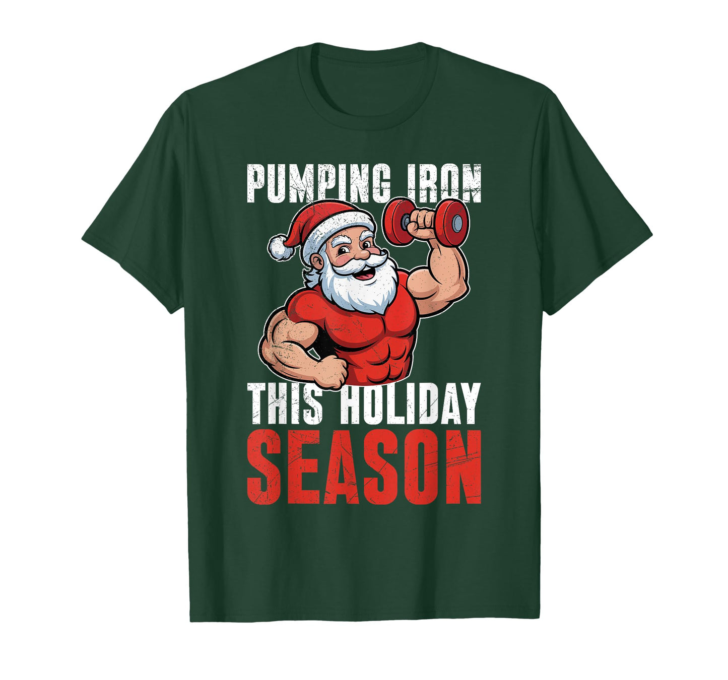 Santa Claus Pumping Iron This Season Funny Gym T-Shirt