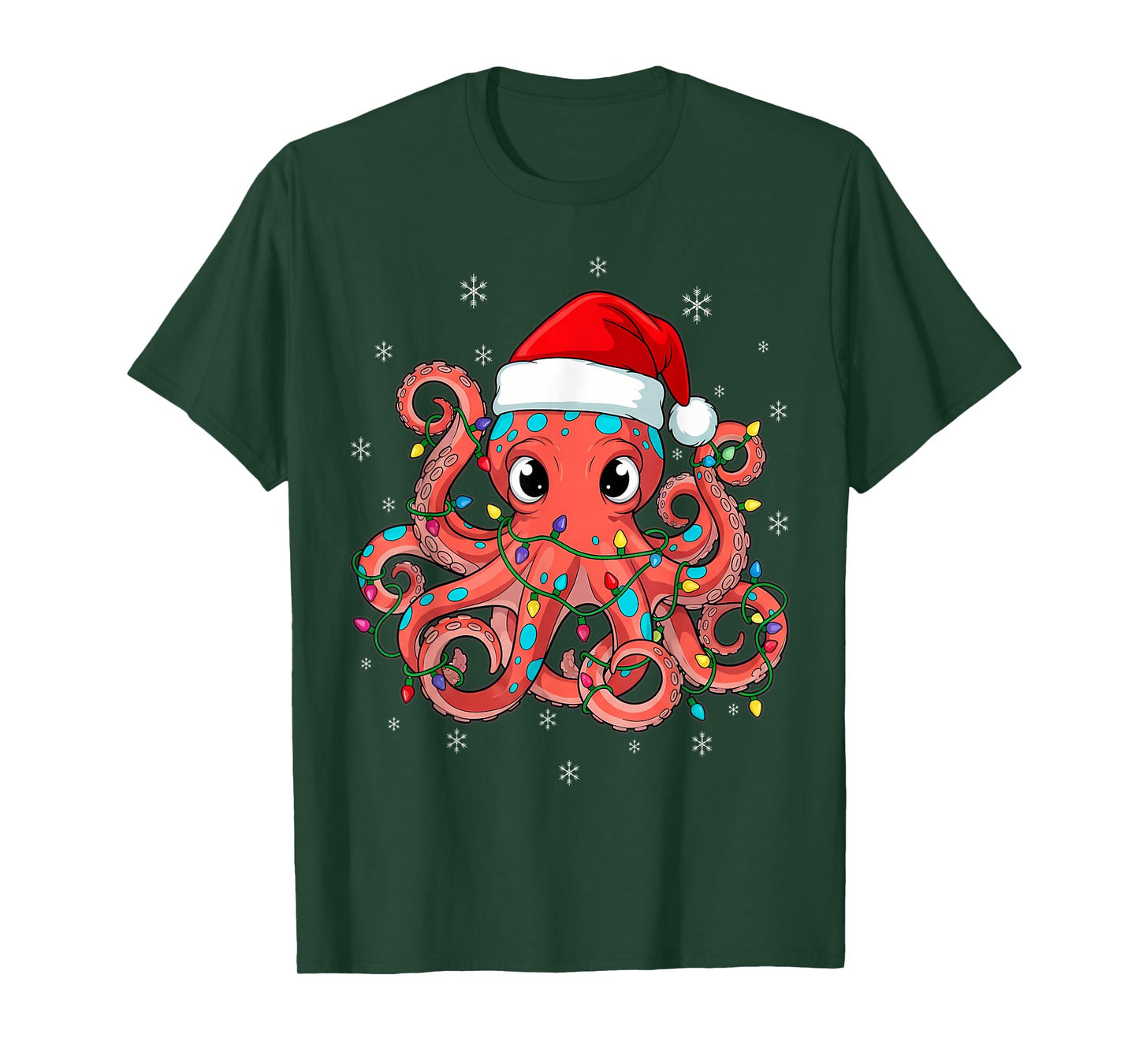 Octopus Christmas Santa Lovers Tree T-Shirt