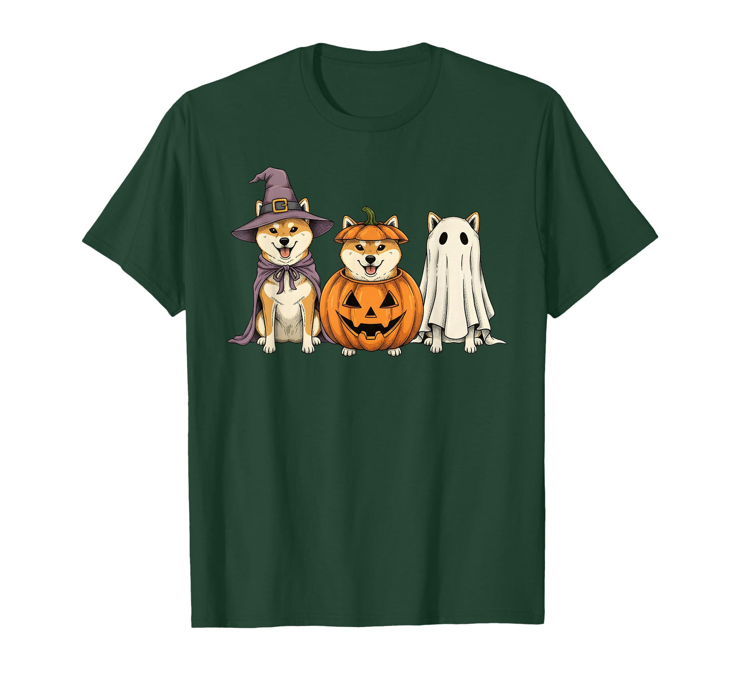 Spooky Ghost Shiba Inu Pumpkin Halloween Dog Lover T-Shirt