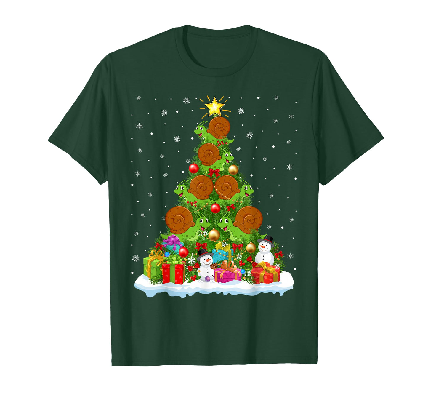 Cute Snail Christmas Tree Holiday Decor Funny Xmas Lights T-Shirt