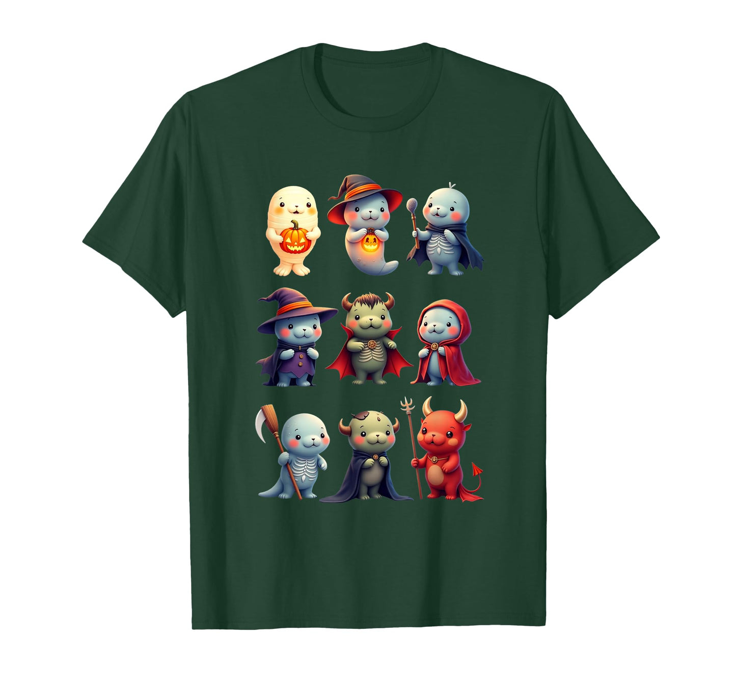 Funny Cute Manatee Boo Witch Zombie Vampire Halloween T-Shirt