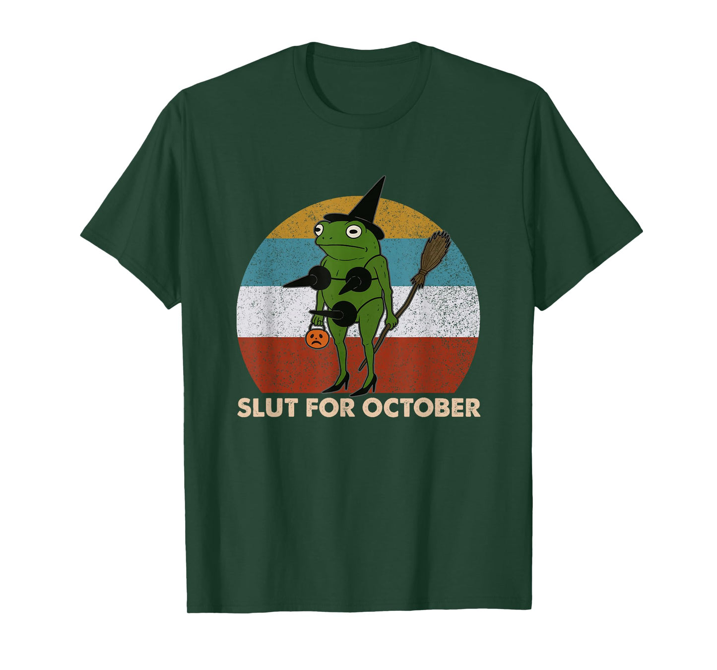 Slut for October Witchy Frog Halloween Spooky Frog Meme T-Shirt