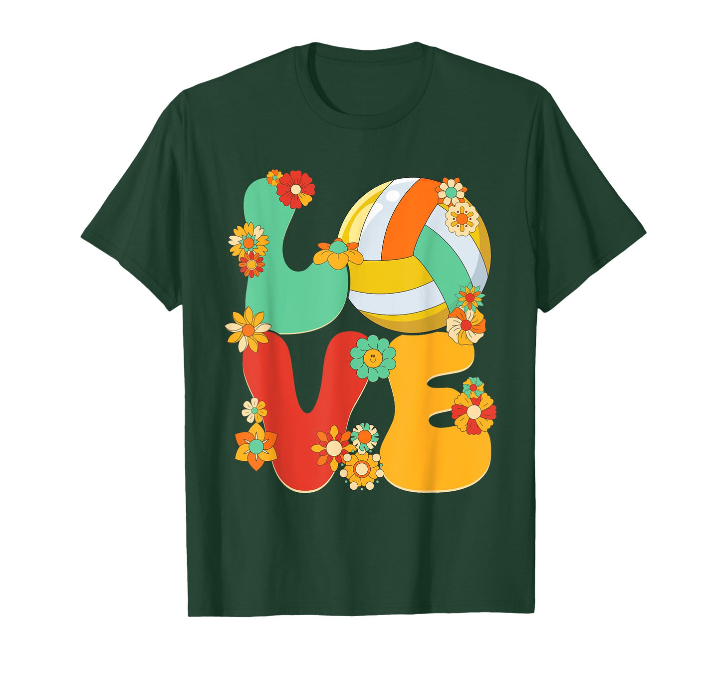 Volleyball Love Shirt Groovy Flower Volleyball Lover Girls T-Shirt