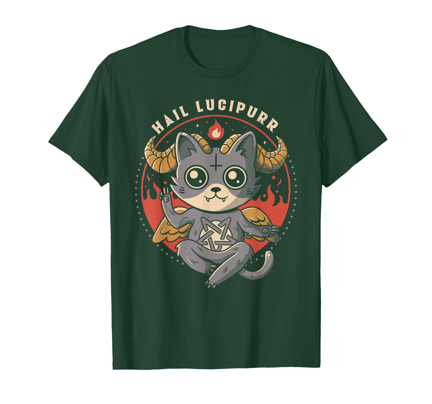 Hail Lucipurr Devil Cat Lover Pentagram Satan Cute Baphomet T-Shirt for Men Women