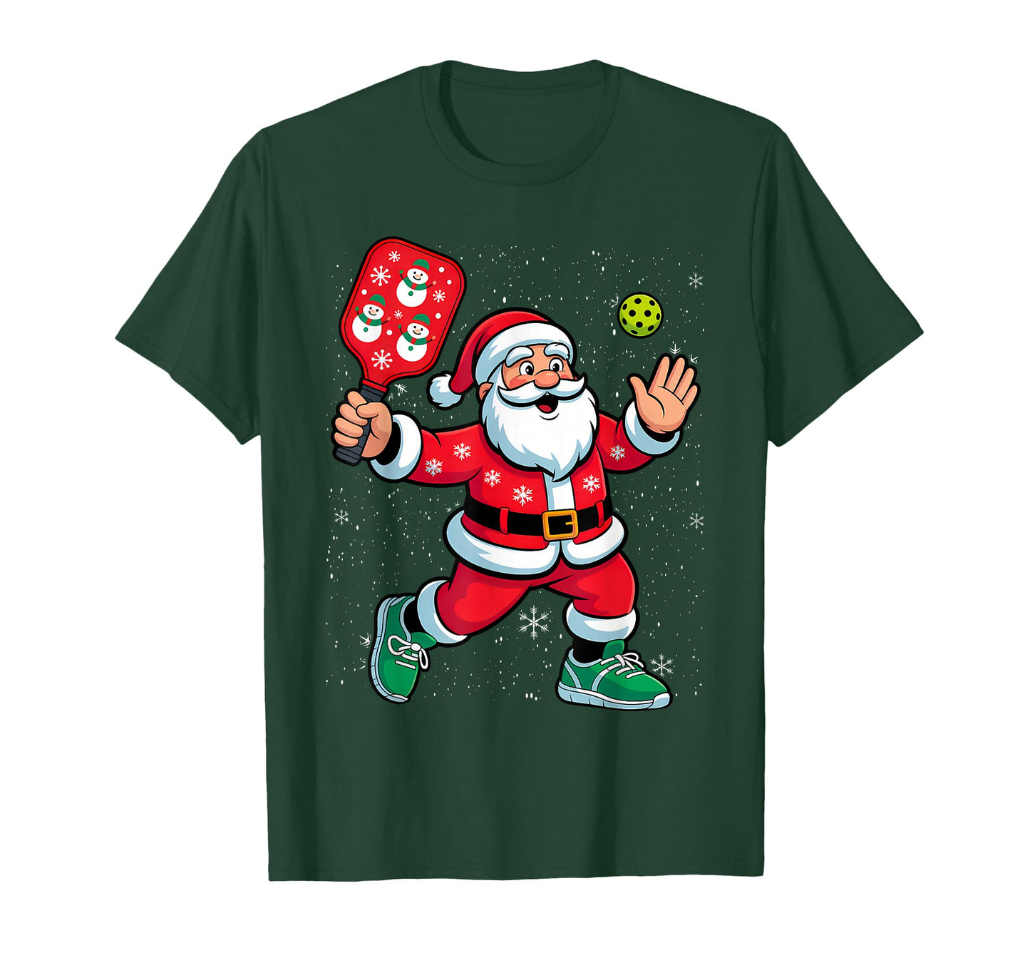 Smilemoretees Funny Santa Claus Playing Pickleball Christmas T-Shirt