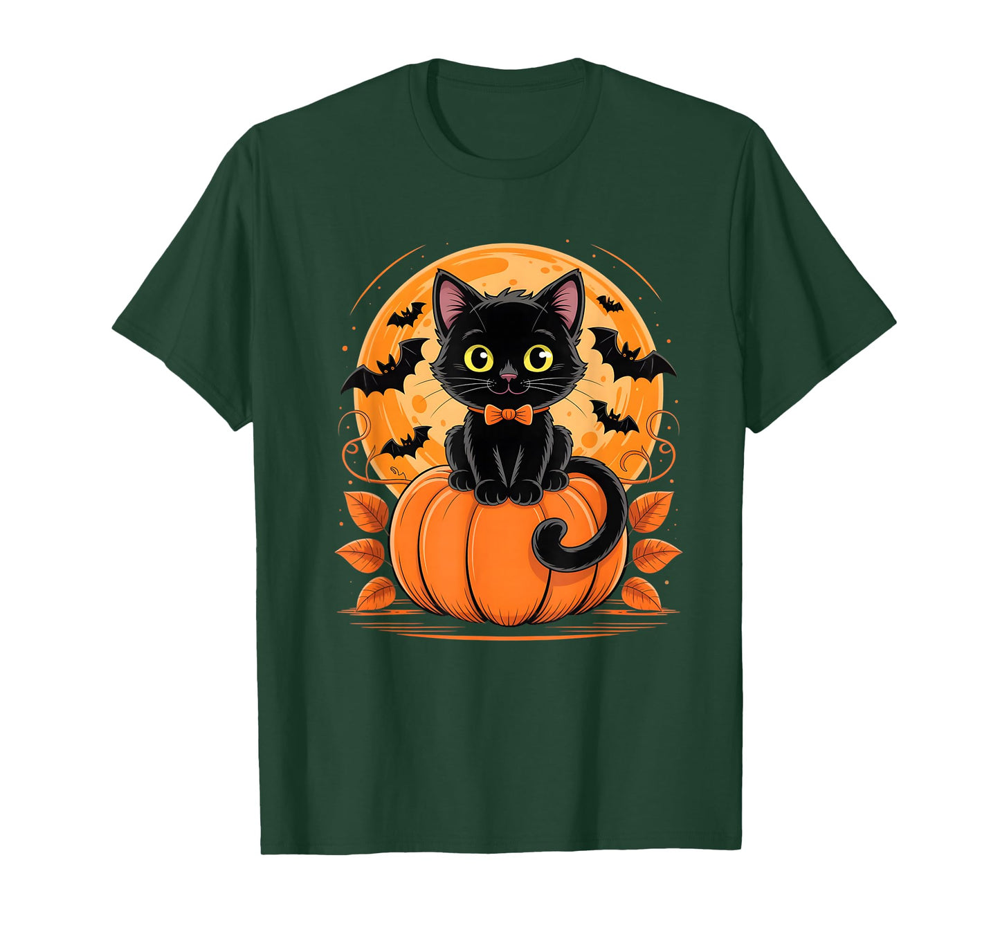 Retro Black Cat Pumpkin Halloween Costume Fall Autumn Season T-Shirt