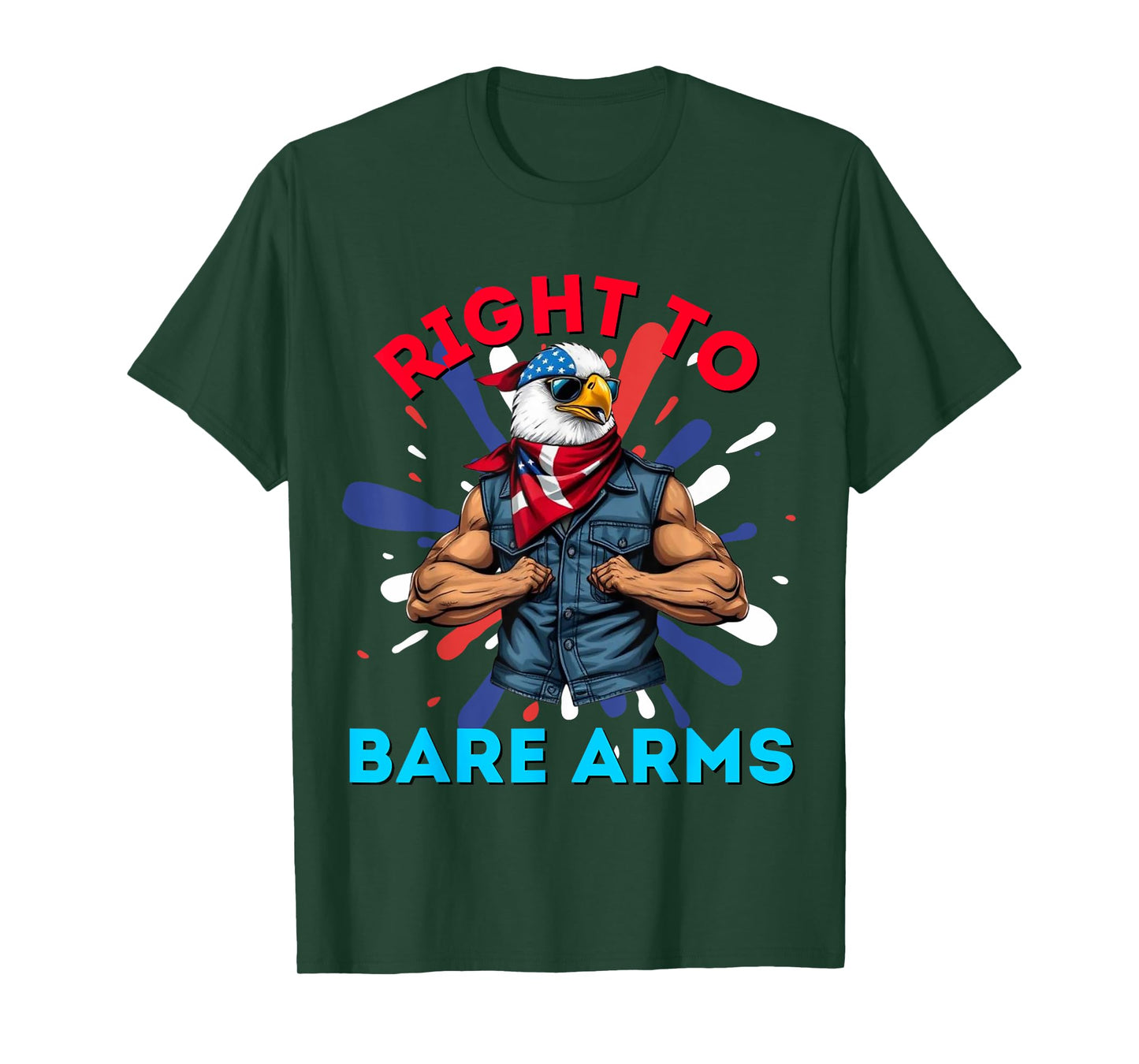 Right To Bare Arms US USA Flag Funny 4th of July Gym Workout T-Shirt