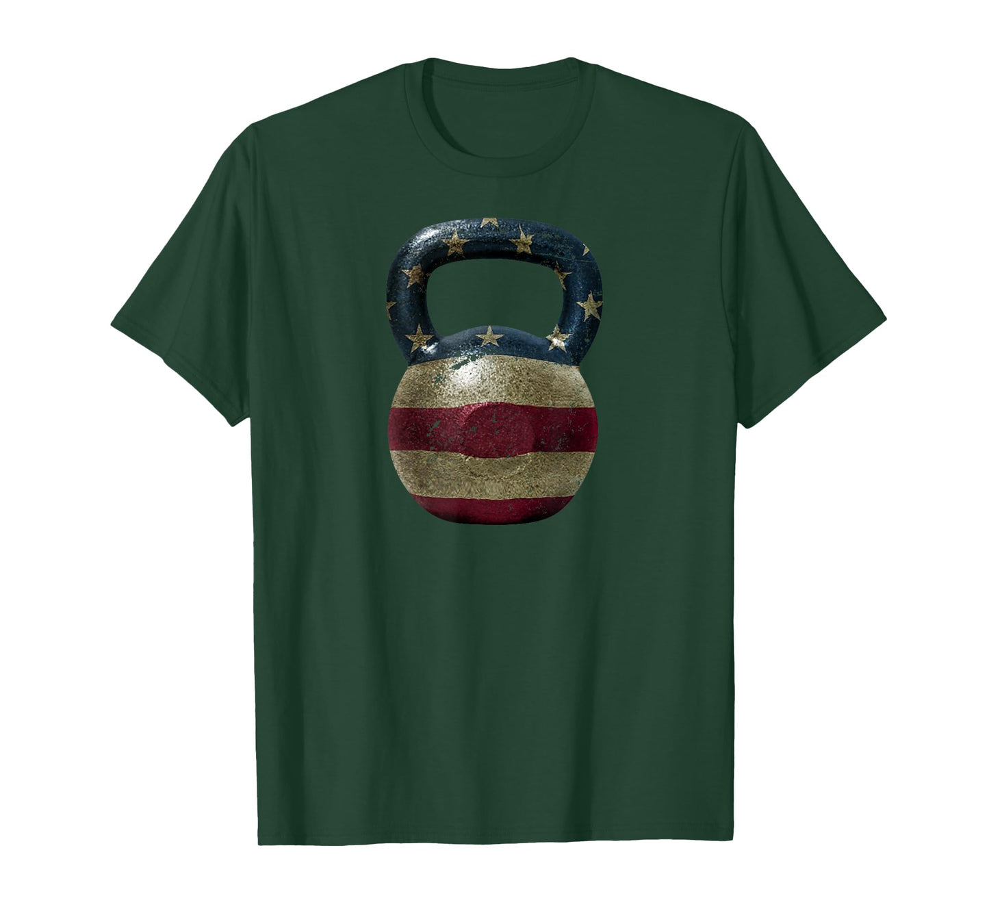 Rustic American Flag Kettle bell t-shirt, weight lifting T-Shirt for Women Men
