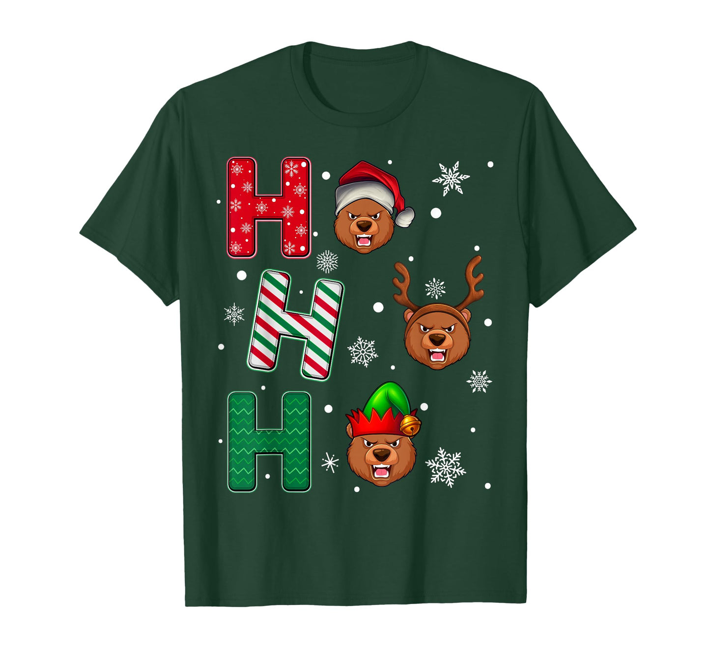 Ho Ho Ho Bear Animal Christmas Santa Elf Xmas T-Shirt