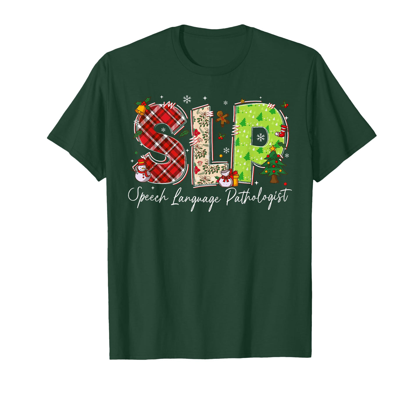 Retro SLP Speech Language Pathologist Santa Christmas T-Shirt