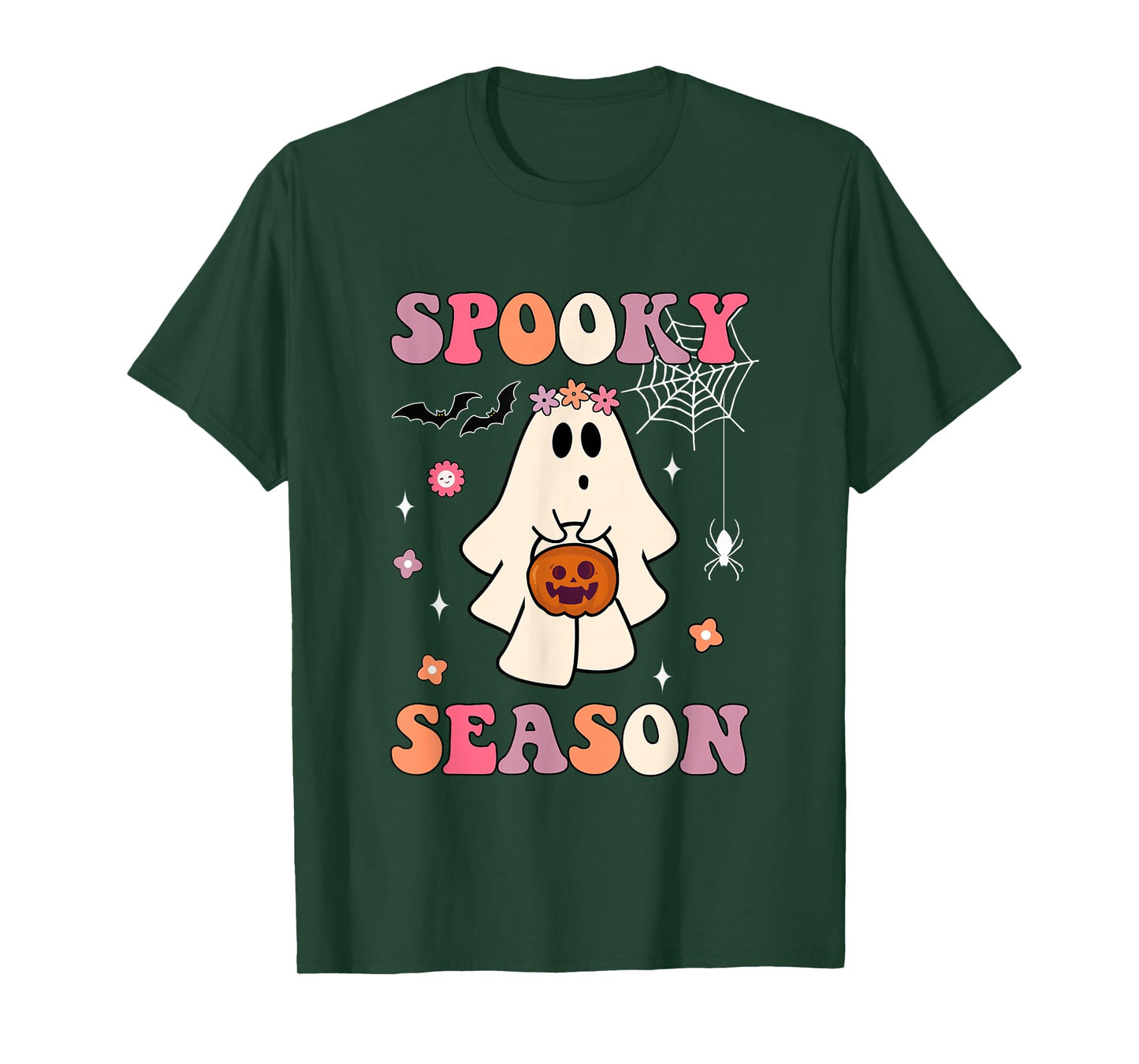 Groovy Halloween Funny Cute Ghost Spooky Season Women Girls T-Shirt