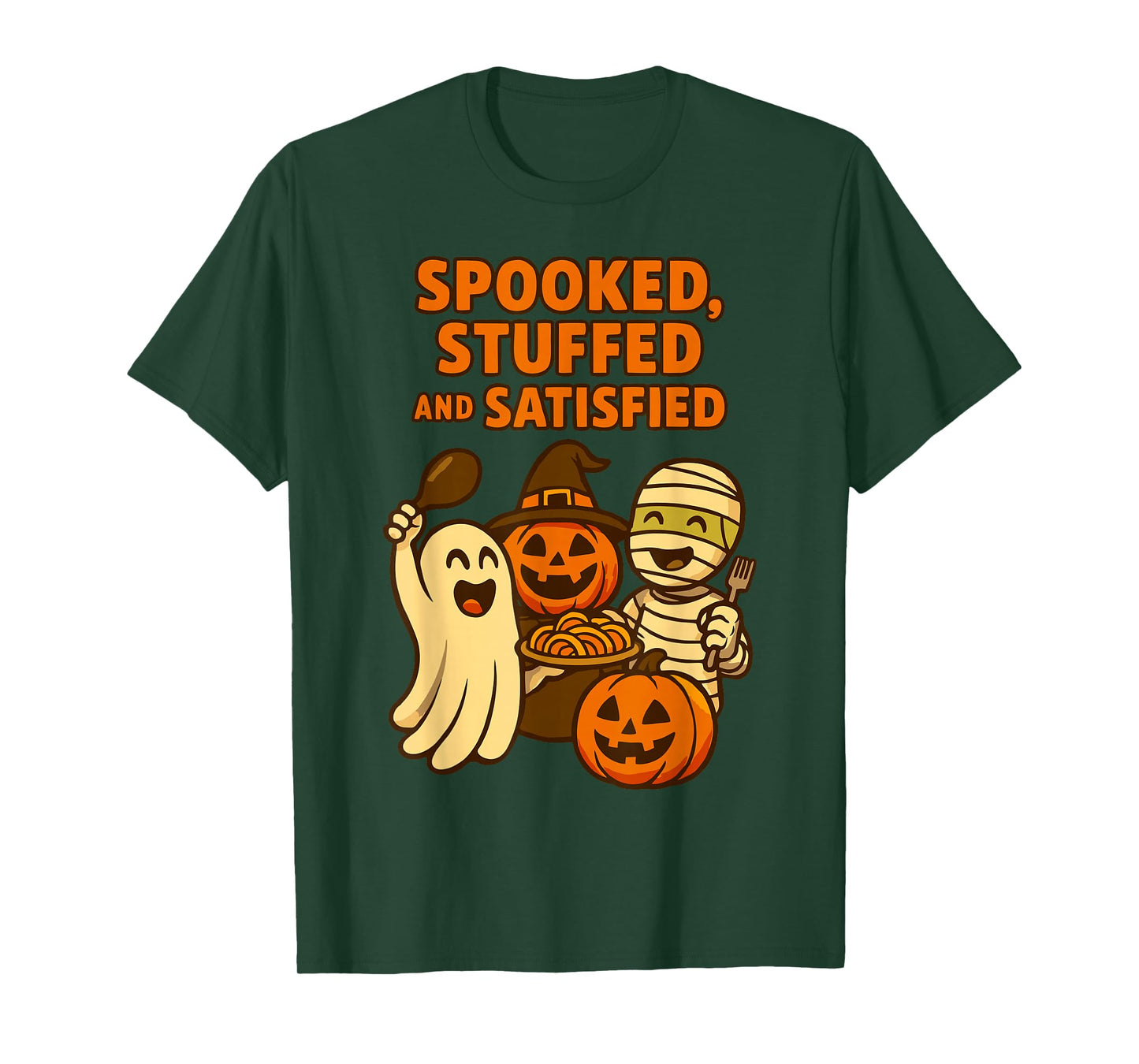 Spooked Stuffed and Satisfied Halloween Spooky Haunted T-Shirt