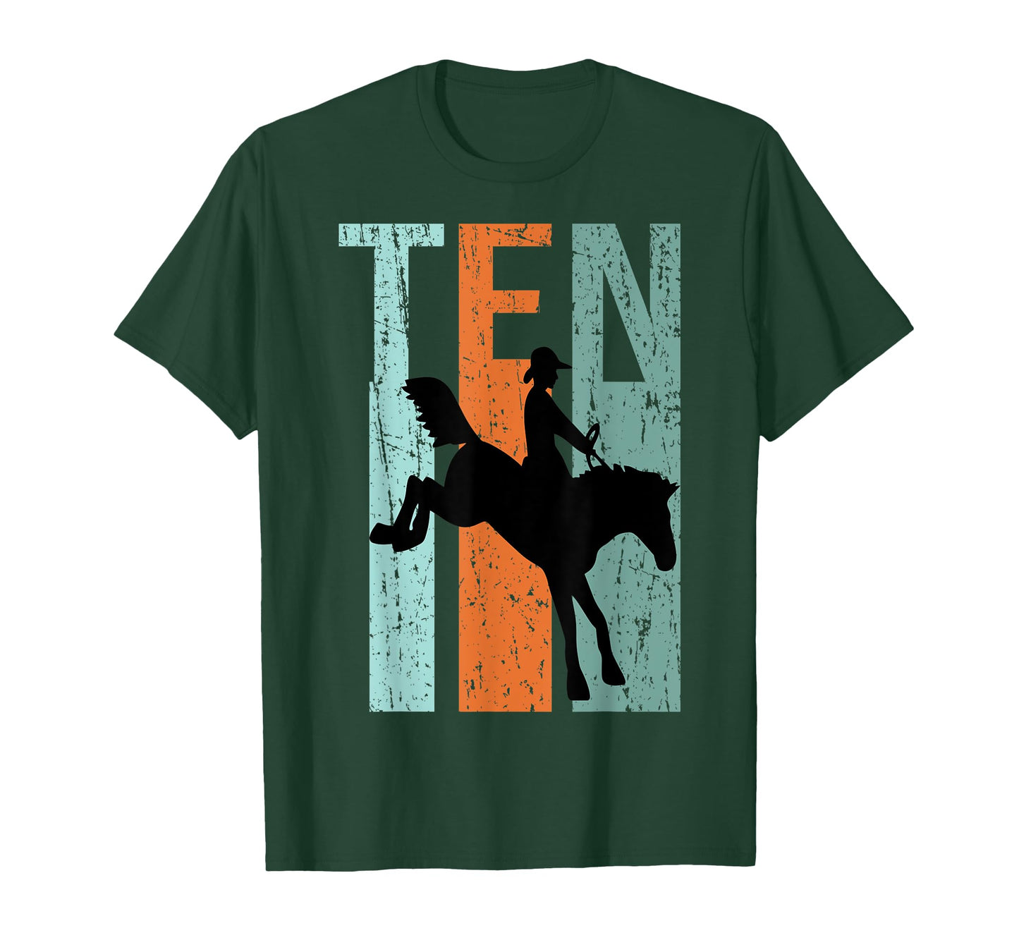 10th Birthday Kids Retro Rodeo Horse Lovers Cowboys Rider T-Shirt