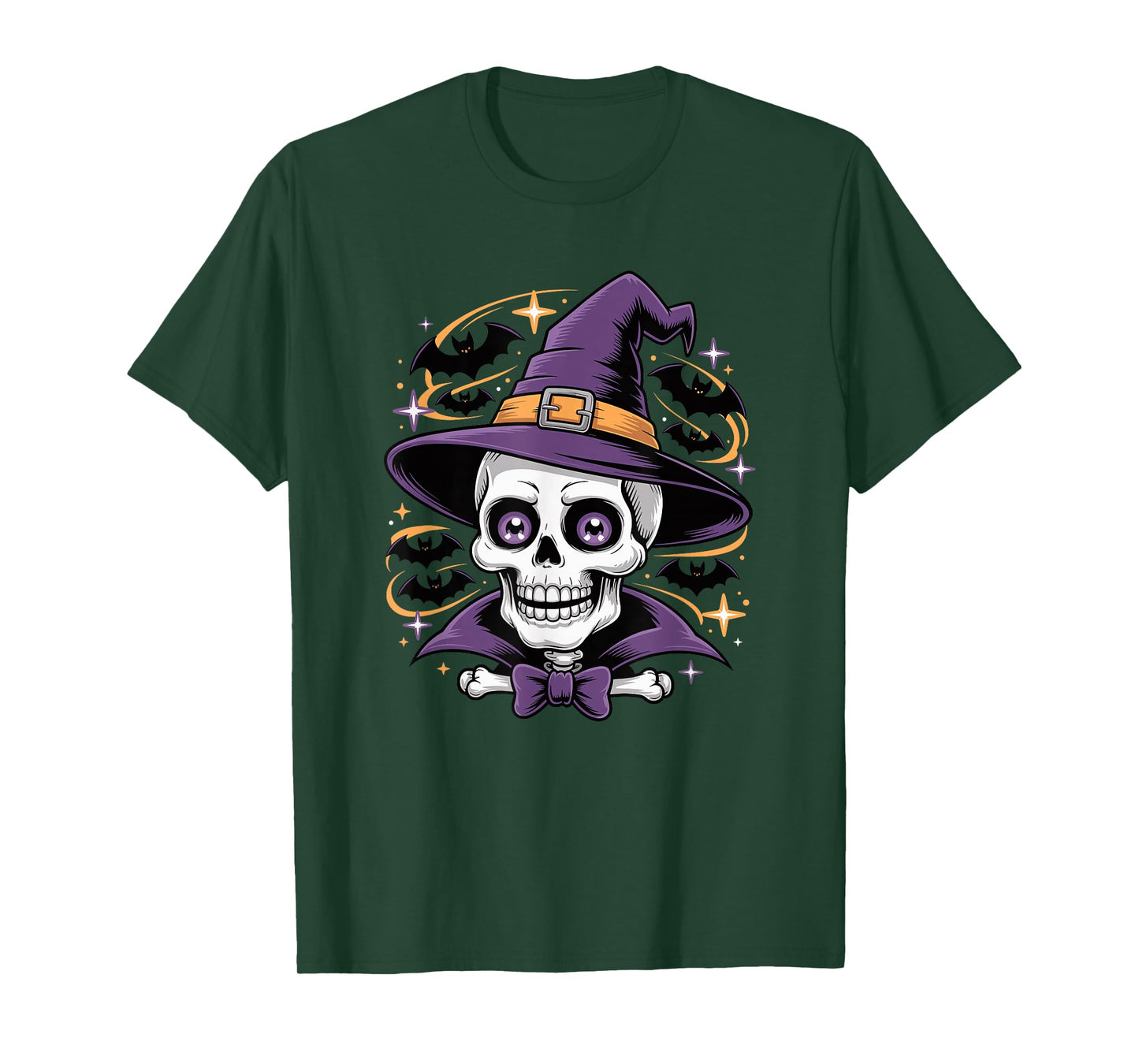 Halloween Skeleton Skull Witch Hat T-Shirt