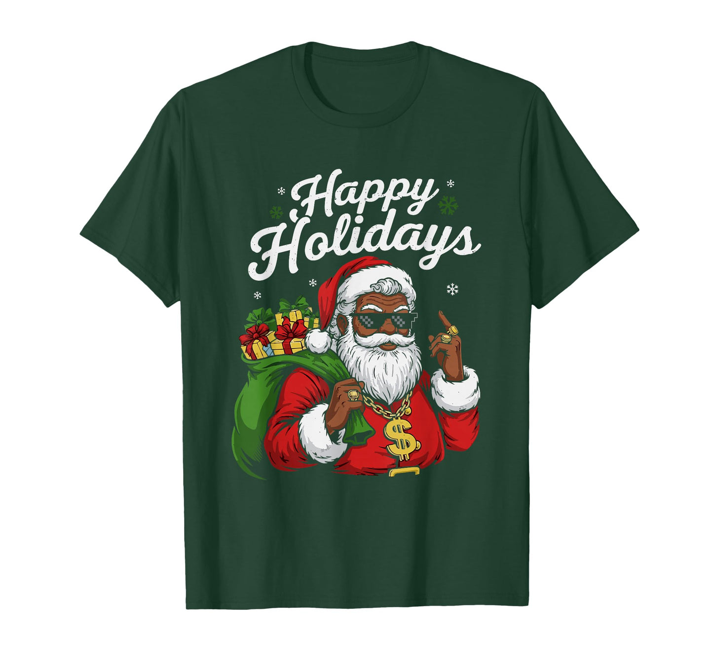 African American Santa Claus Black Christmas Cool Happy Xmas T-Shirt