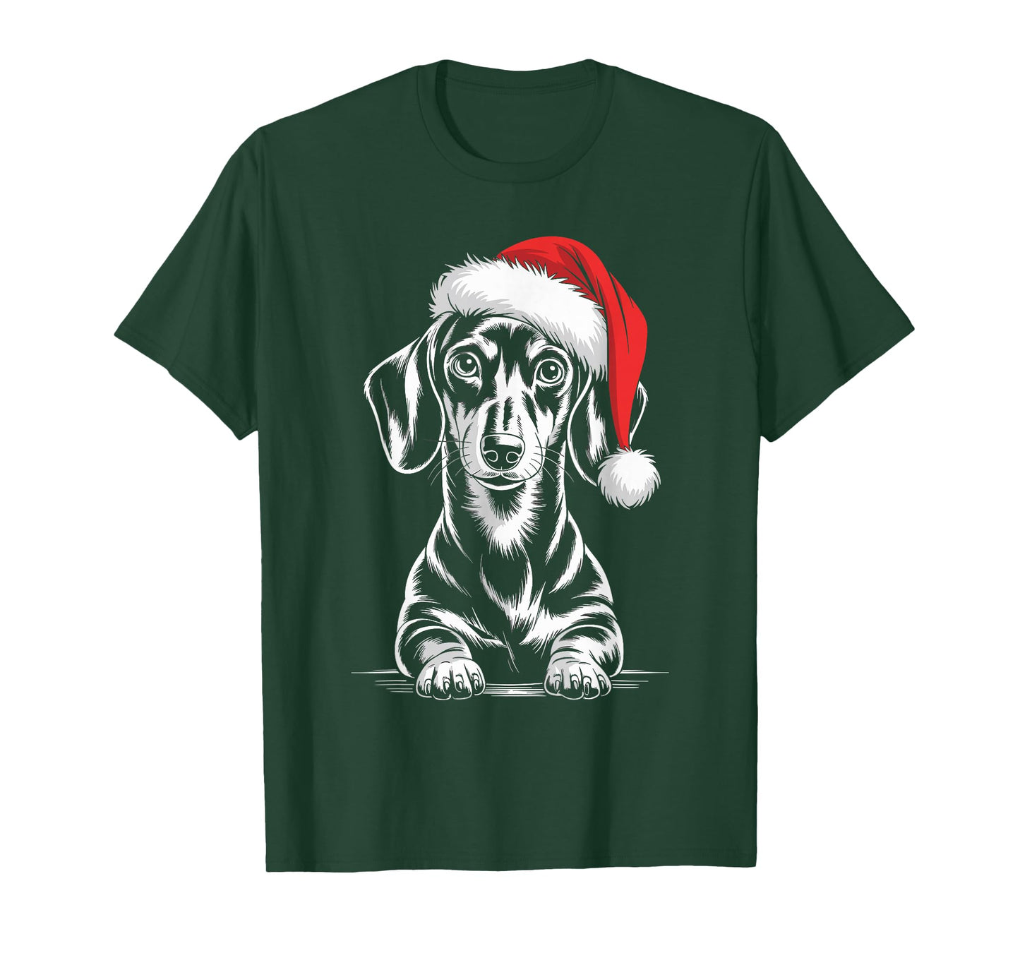 Funny Dachshund Santa Hat Christmas Dog Lover Xmas T-Shirt