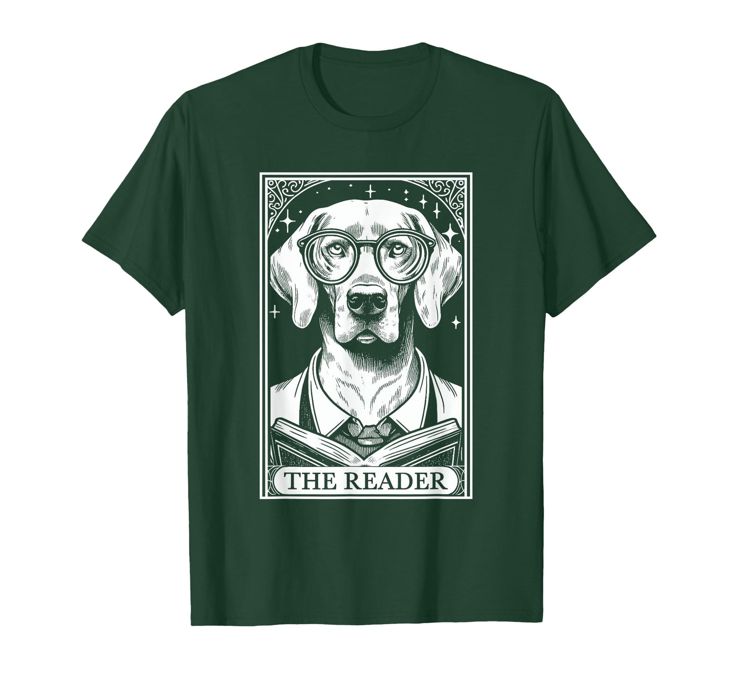 Tarot Card Vintage Weimaraner Dog Book Lover The Reader T-Shirt