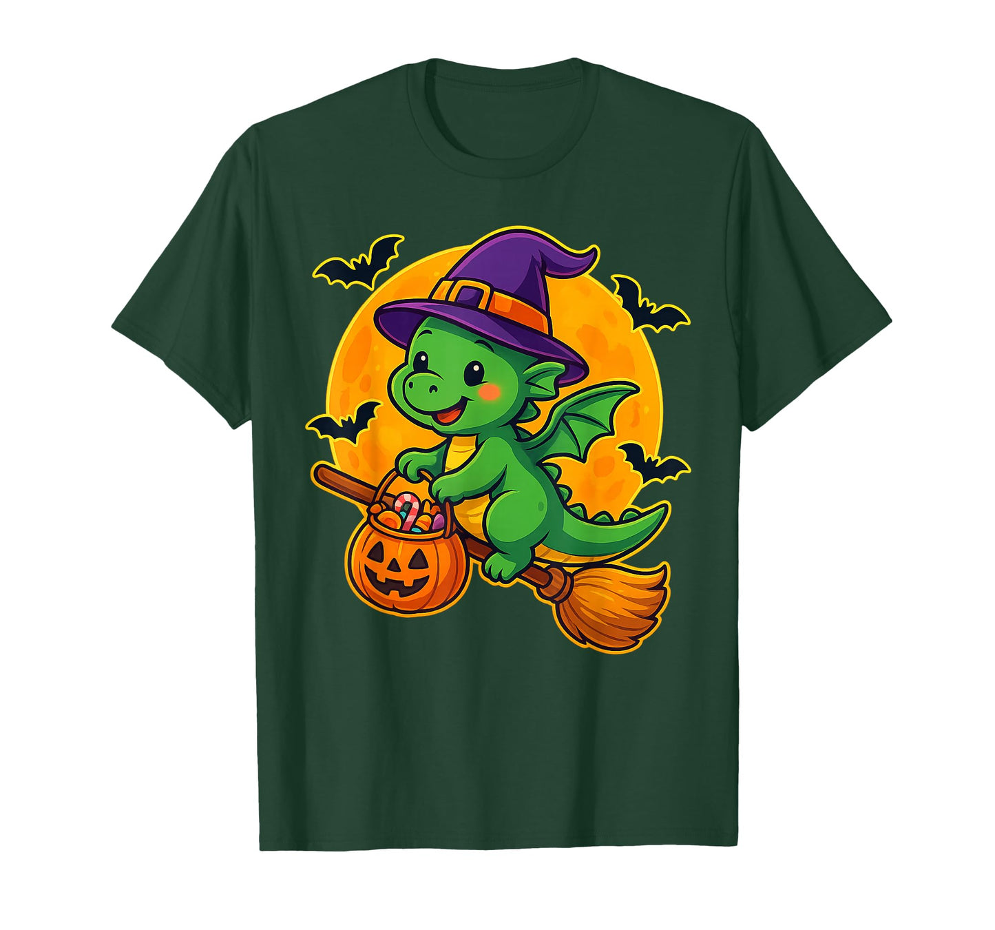 Cute Dragon Witch Pumpkin Halloween Costume Boys Girls T-Shirt