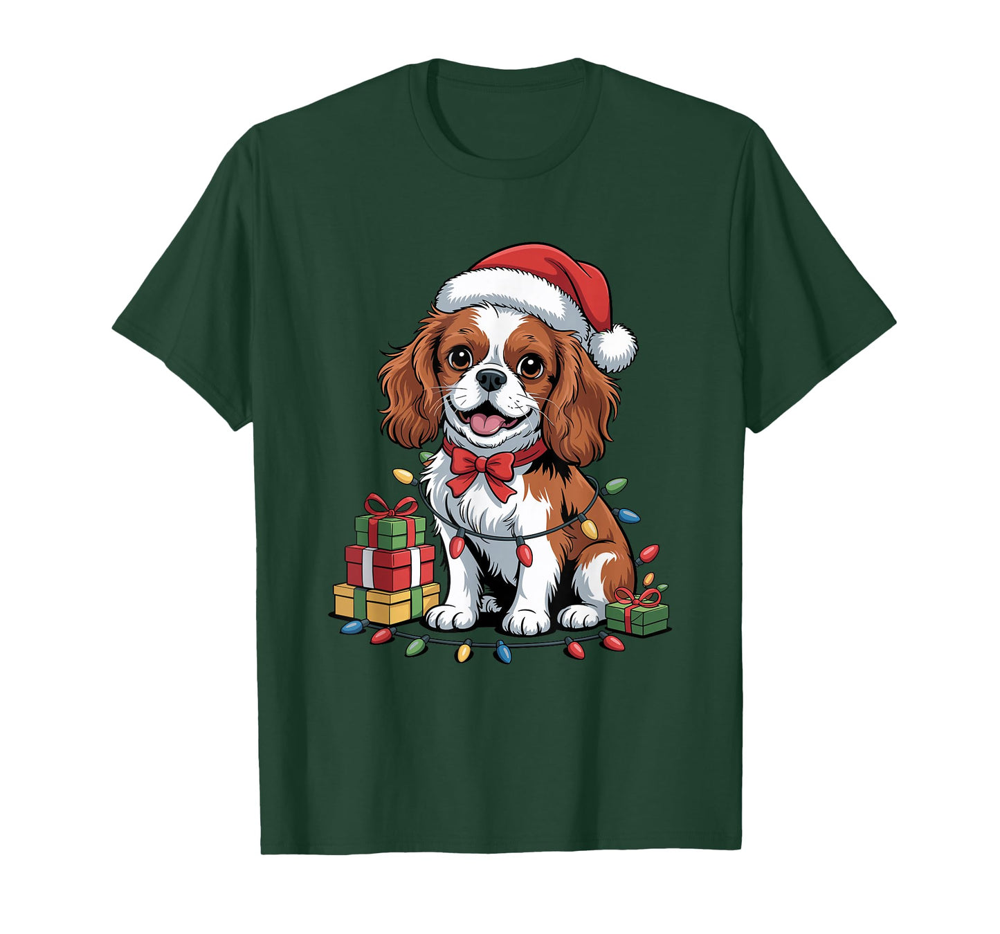 Cute Cavalier Santa Hat Christmas Xmas Dog Lover Holiday T-Shirt