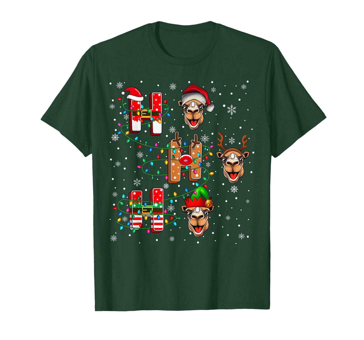 Ho Ho Ho Santa Reindeer Hat Elf Camel Animal Christmas T-Shirt